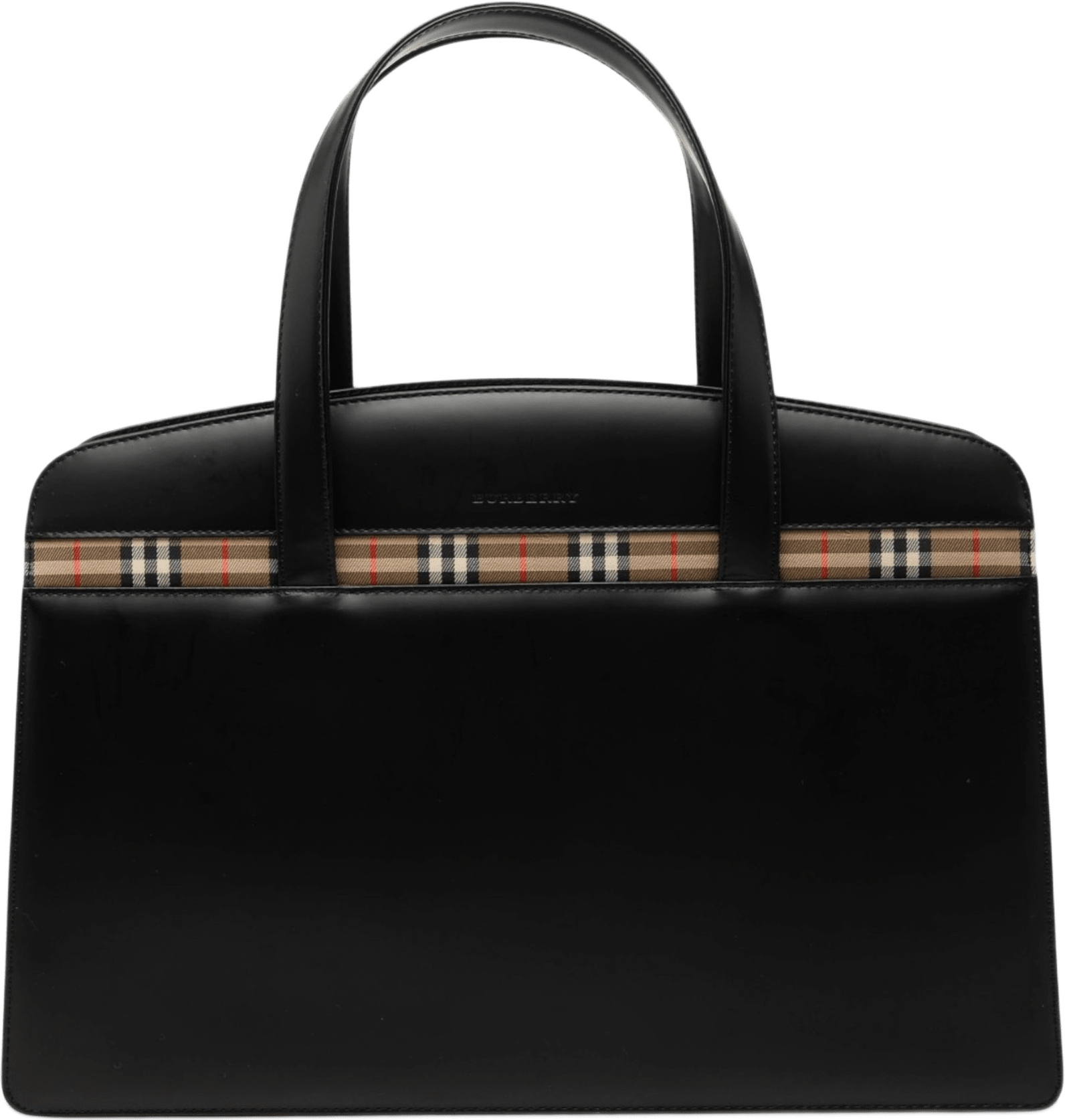 Burberry House Check Trimmed Leather Handbag, från Luxclusif, i färgen black.