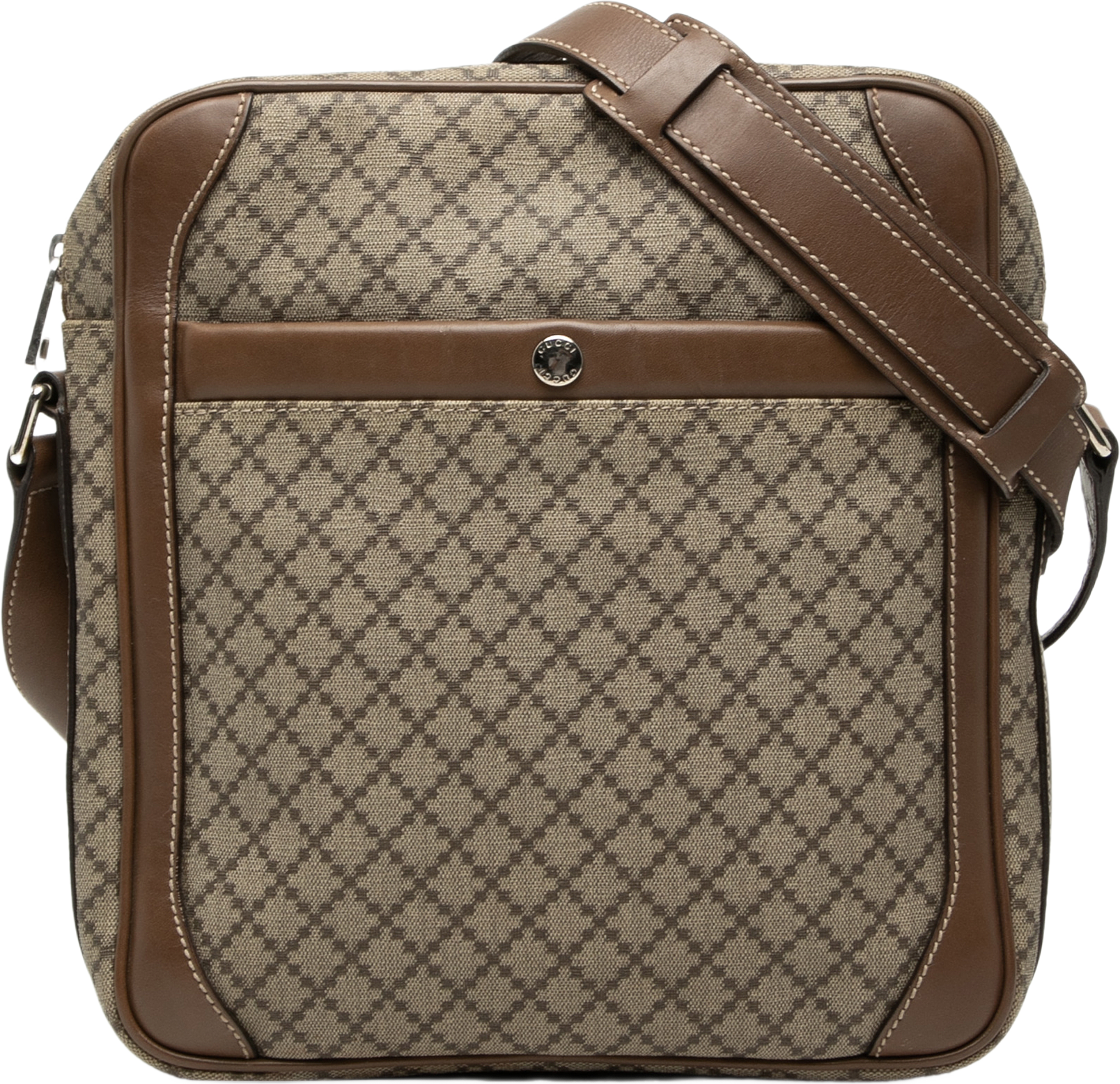 Gucci Diamante Coated Canvas Zip Crossbody, från Luxclusif, i färgen beige.