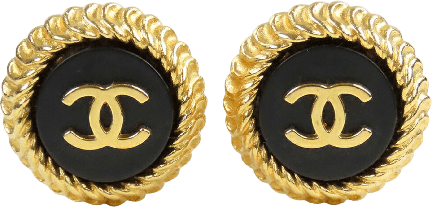 Chanel Cc Gold Plated And Resin Round Button Clip On Earrings, från Luxclusif, i färgen gold.