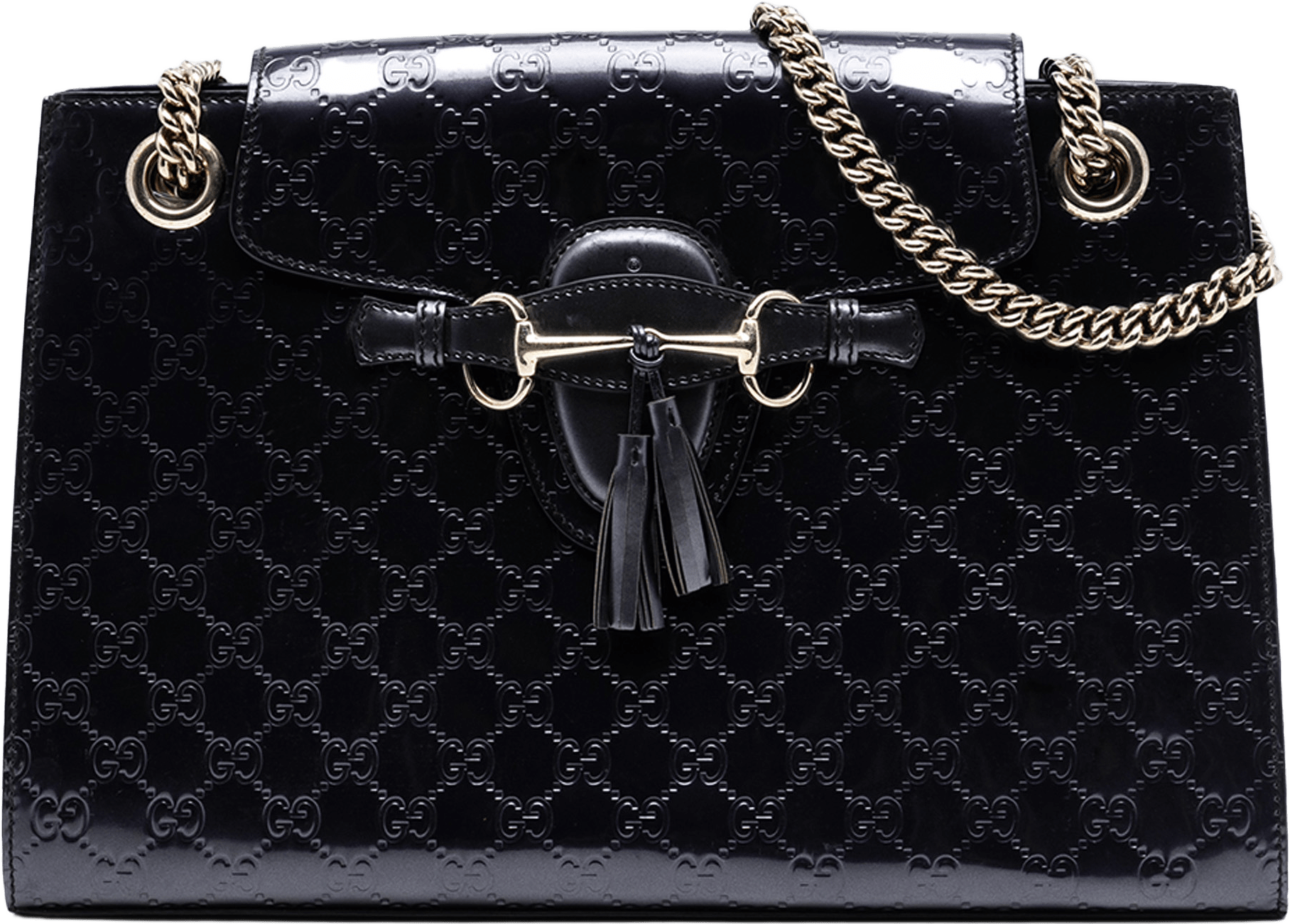 Gucci Large Guccissima Patent Emily Shoulder Bag, från Luxclusif, i färgen violet.