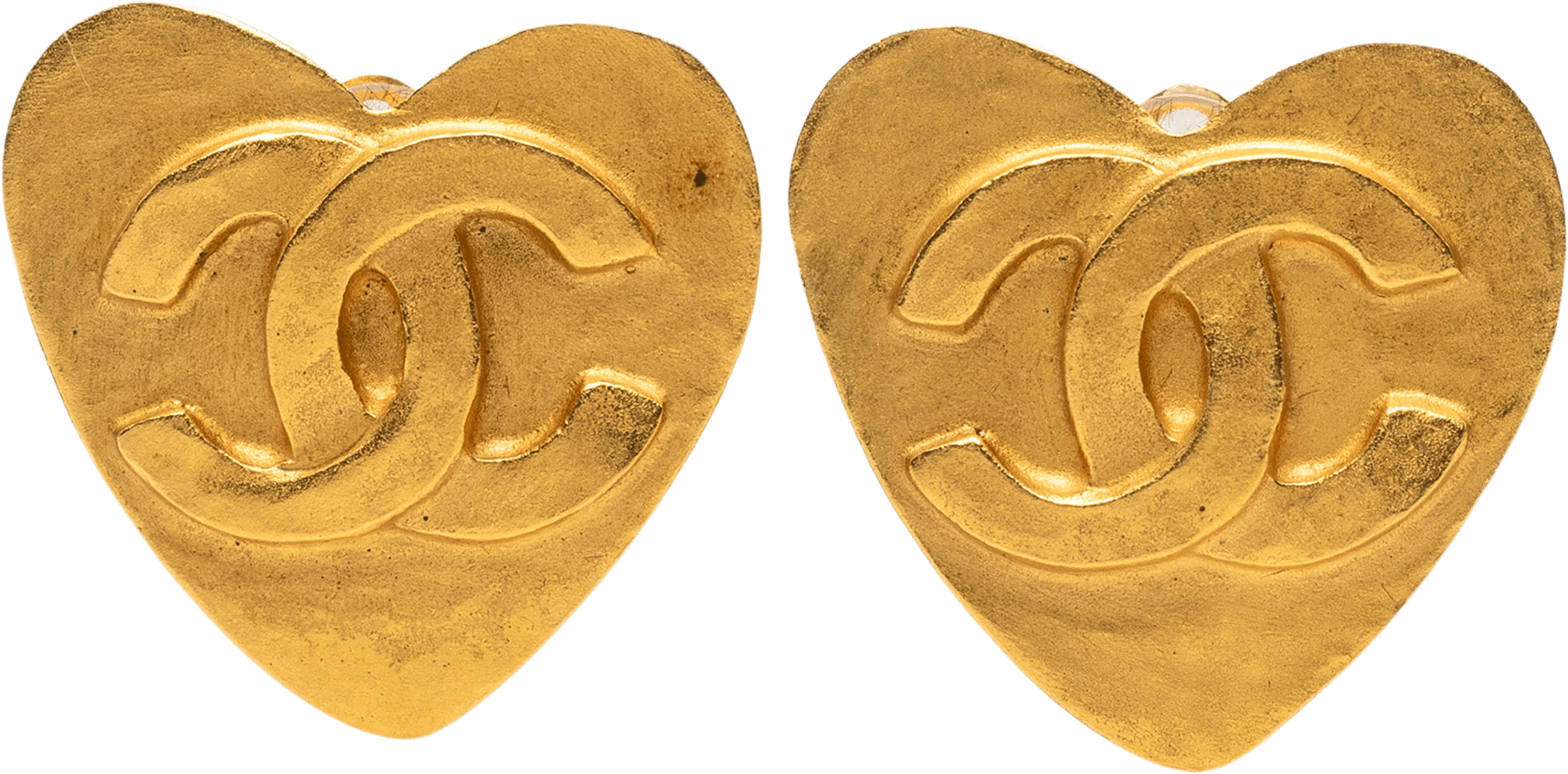 Chanel Cc Gold Plated Heart Clip On Earrings, från Luxclusif, i färgen guld.