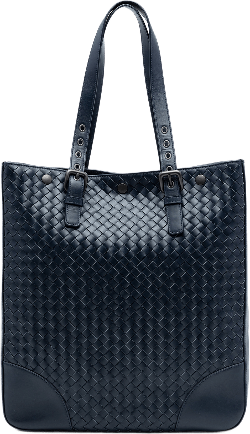 Bottega Veneta Nappa Intrecciato Belt Strap Tote, från Luxclusif, i färgen blå.