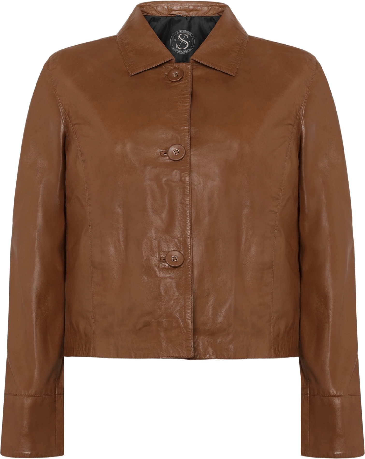 Thea Jacket, från Saki, i färgen deep cognac.