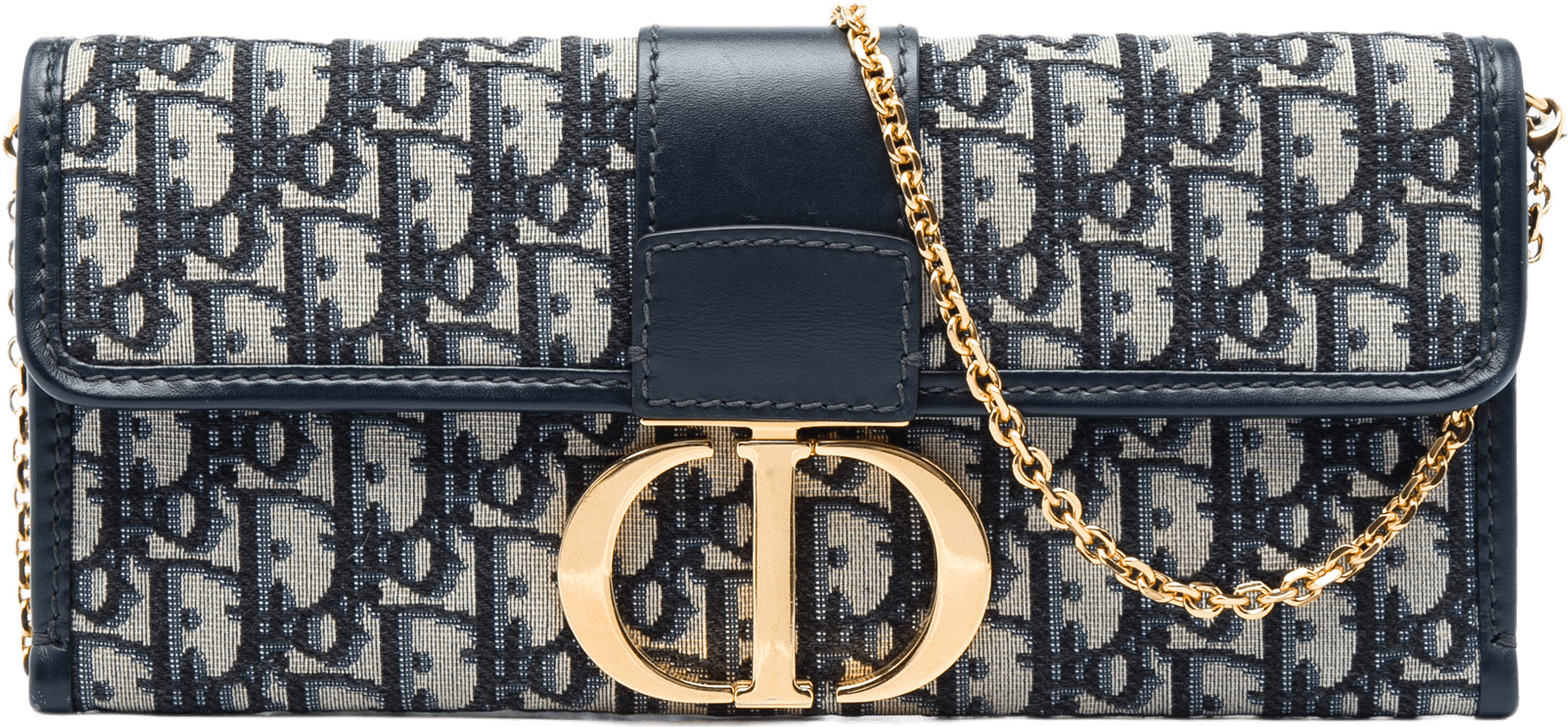 Dior Oblique Canvas 30 Montaigne Clutch With Chain, från Luxclusif, i färgen blå.