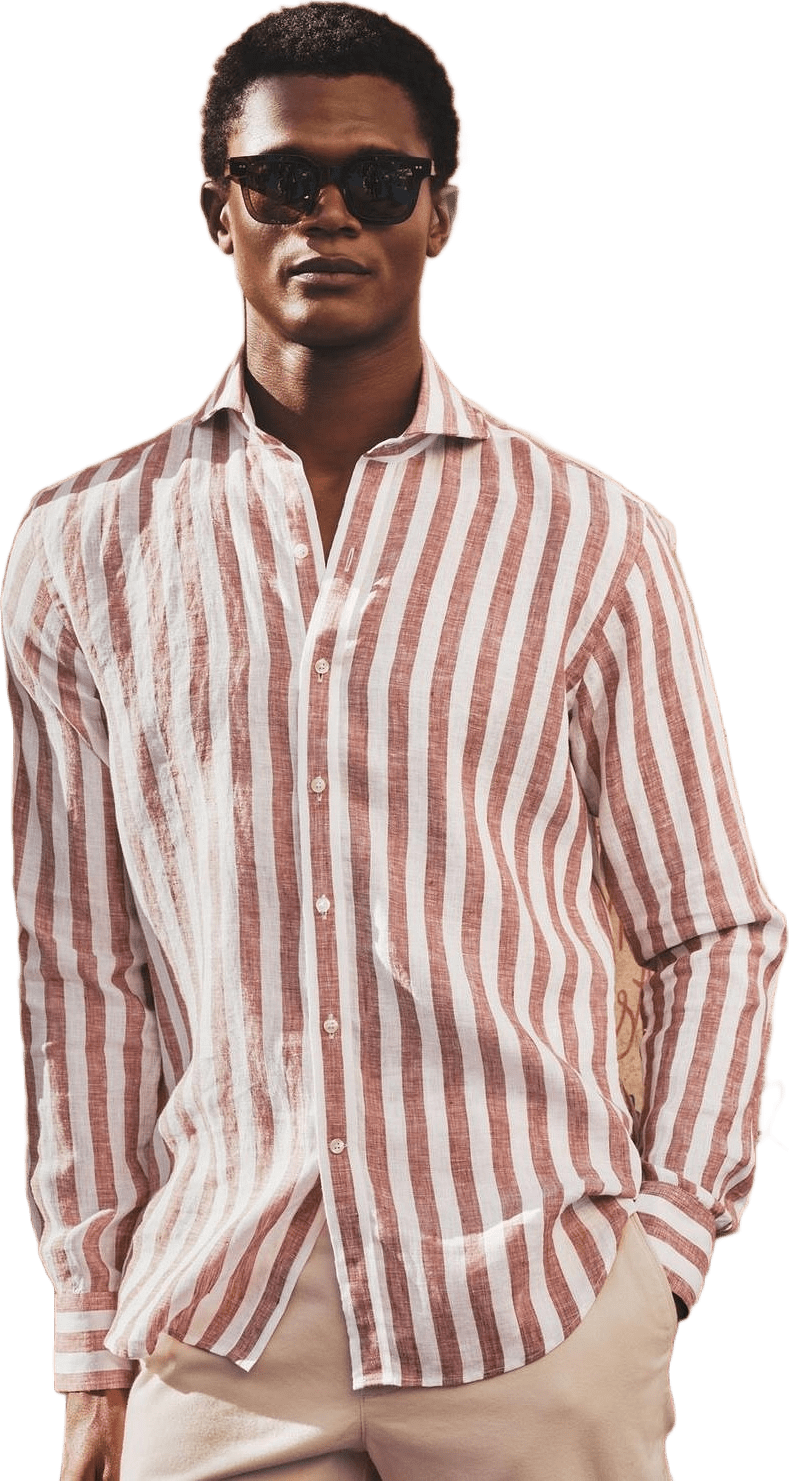 Linen Block Striped Smart Shirt (orion)