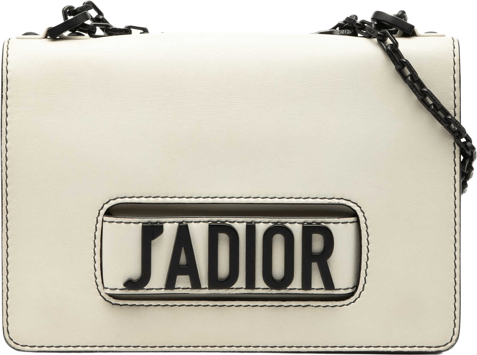 Dior Medium Calfskin Jadior Chain Flap, från Luxclusif, i färgen white.