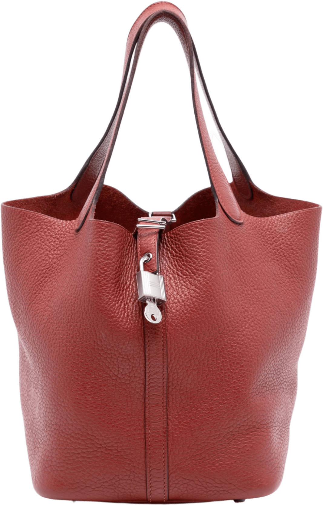 Hermès Clemence Picotin Lock 22, från Luxclusif, i färgen burgundy.