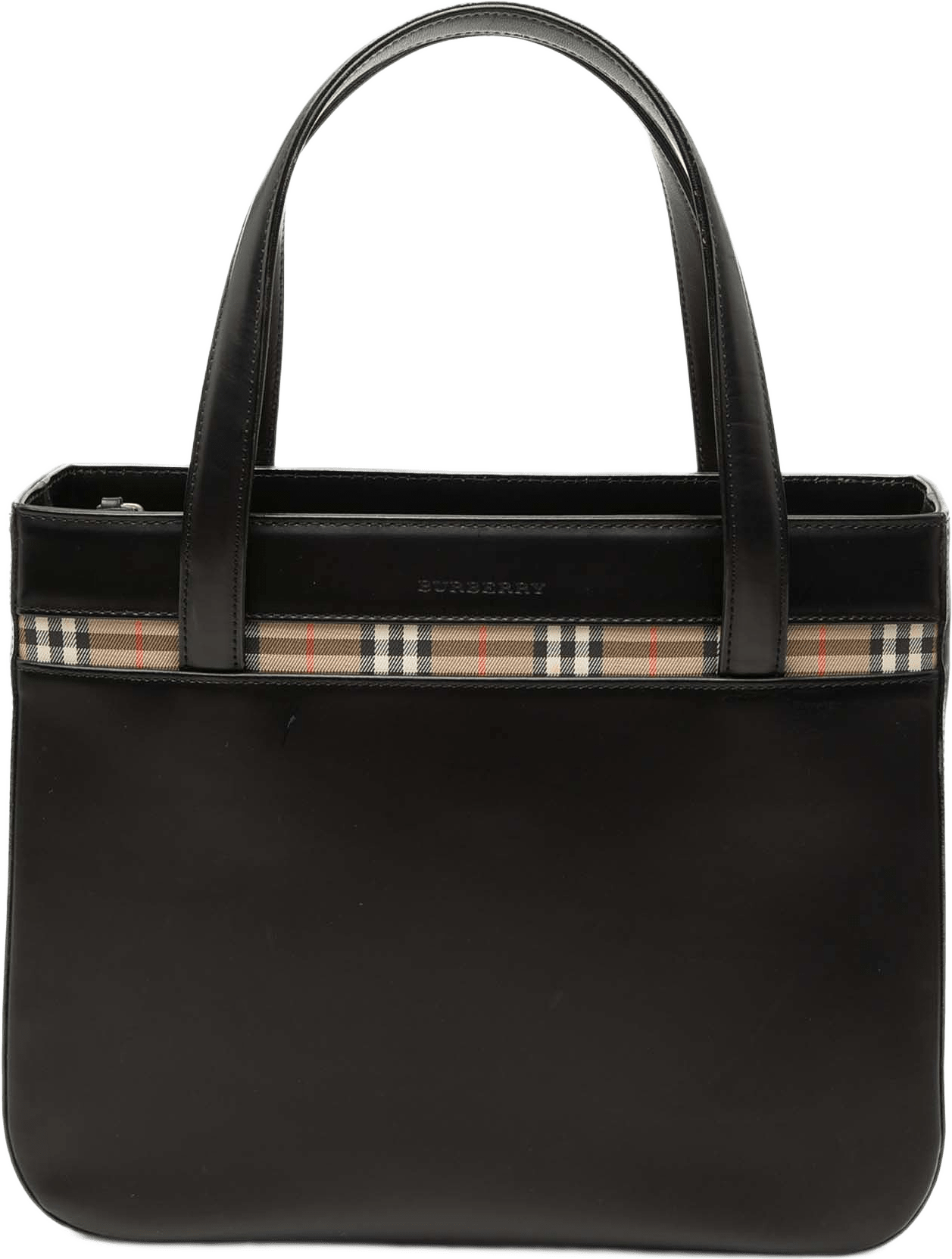 Burberry House Check Trimmed Leather Handbag, från Luxclusif, i färgen black.