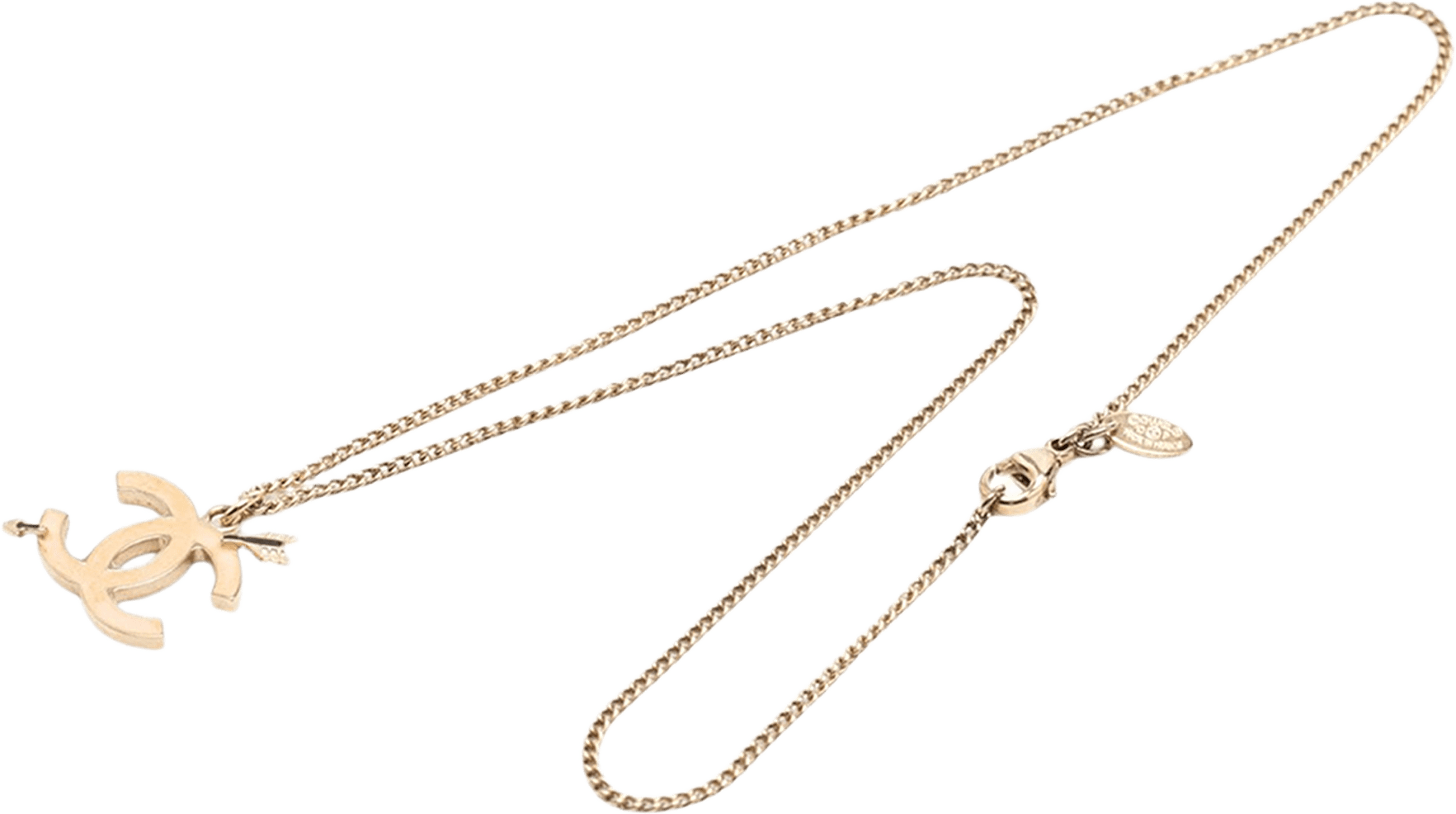 Chanel Cc Gold Plated Enamel Arrow Pendant Necklace, från Luxclusif, i färgen gold.