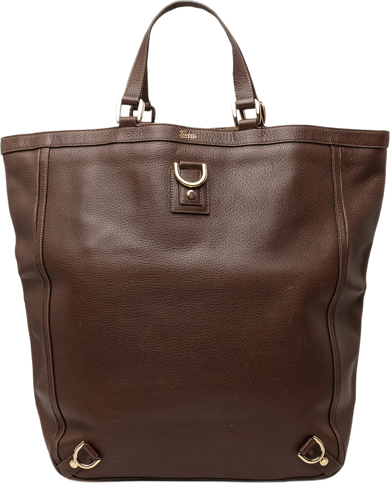 Gucci Calfskin Abbey D Ring Tote, från Luxclusif, i färgen brun.