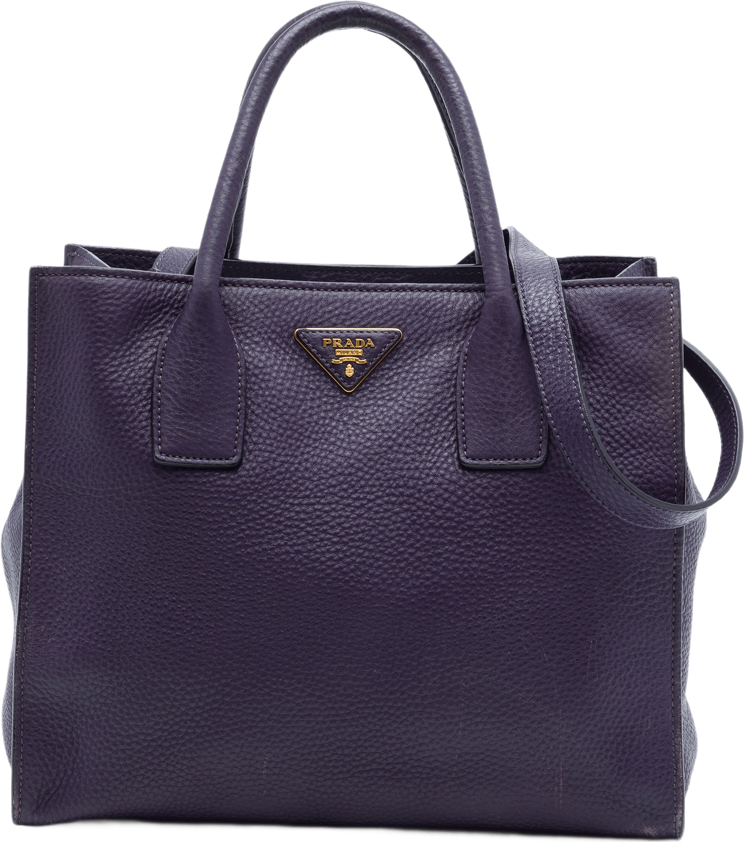 Prada Vitello Daino Open Convertible Tote, från Luxclusif, i färgen purpur.