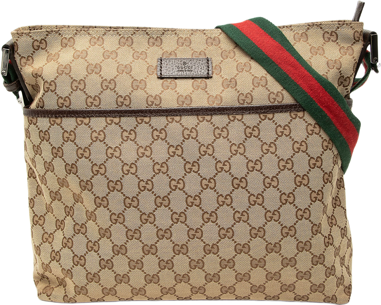 Gucci Gg Canvas Web Crossbody, från Luxclusif, i färgen beige.