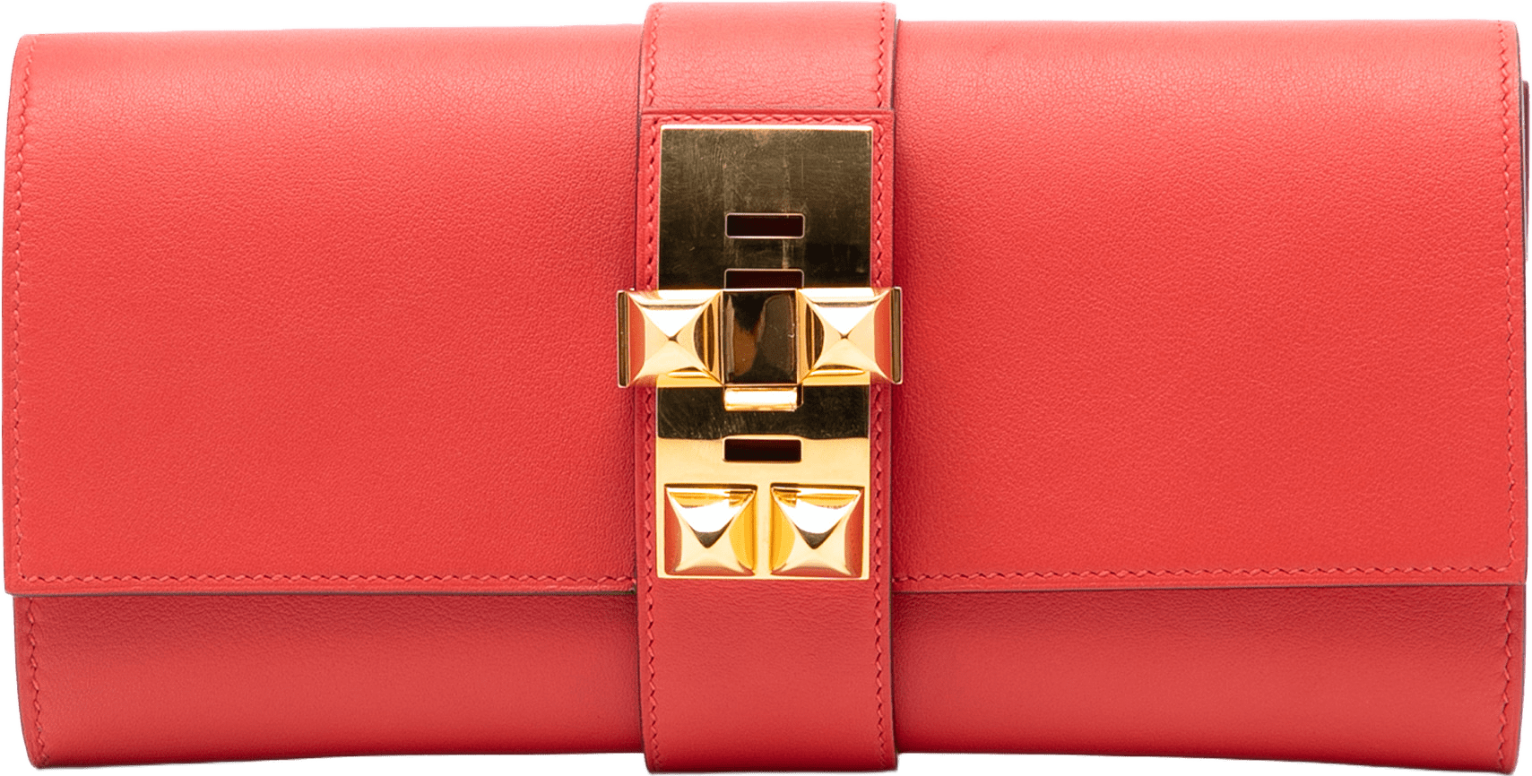 Hermès Tadelakt Medor Clutch 23, från Luxclusif, i färgen red.