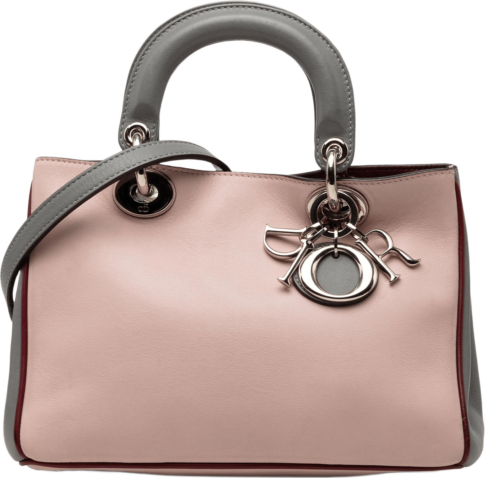 Dior Mini Tricolor Leather Diorissimo Satchel, från Luxclusif, i färgen light pink.