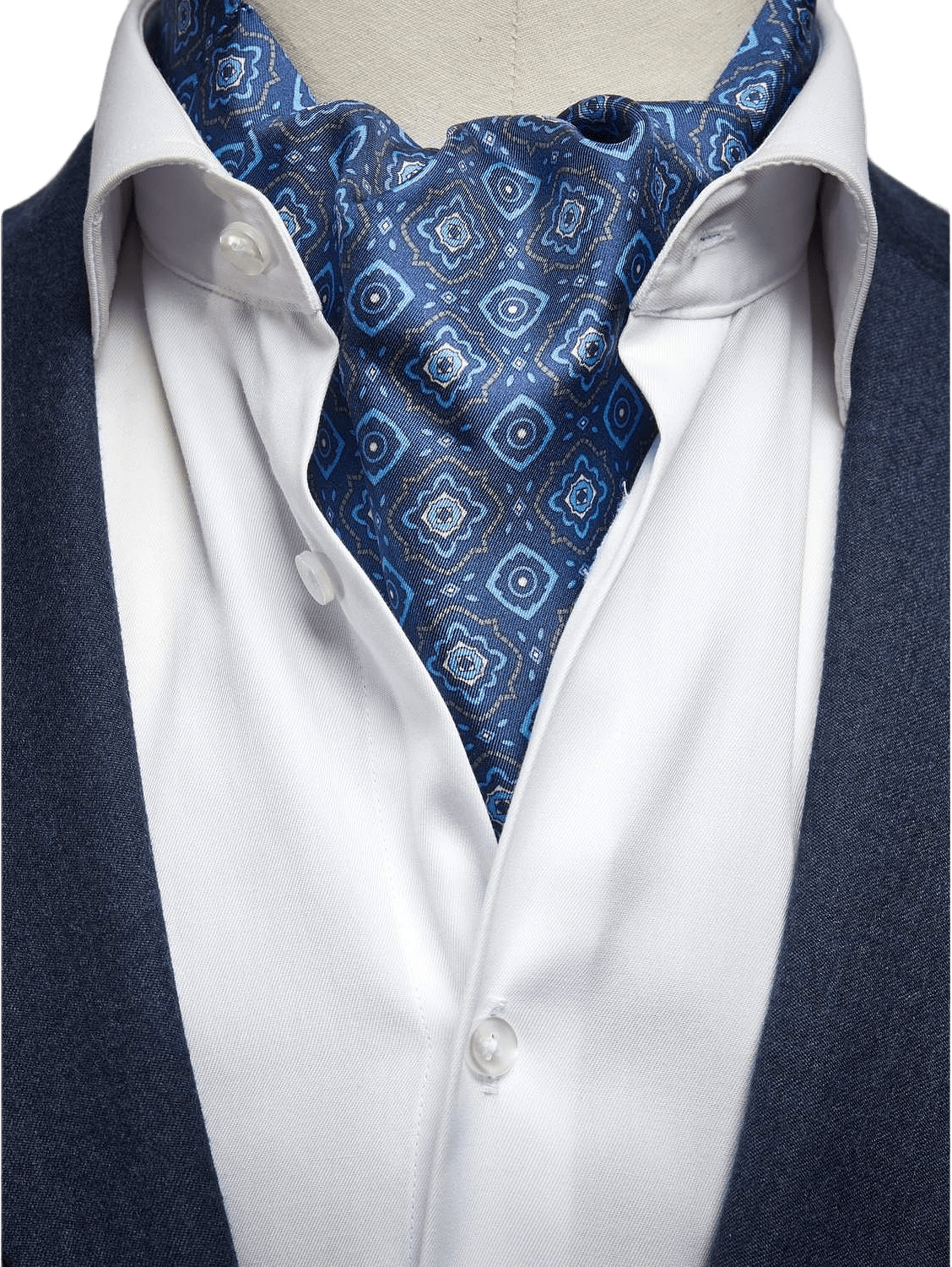 Silk Single Pointed Ascot Geometric, från John Henric, i färgen blue.