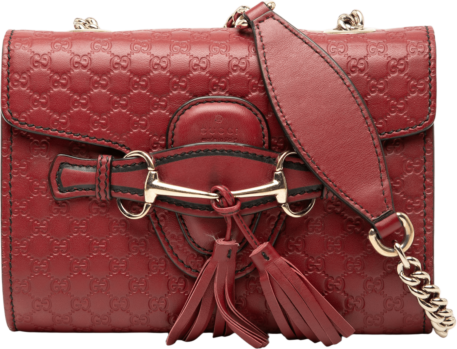 Gucci Mini Microguccissima Emily Crossbody, från Luxclusif, i färgen red.