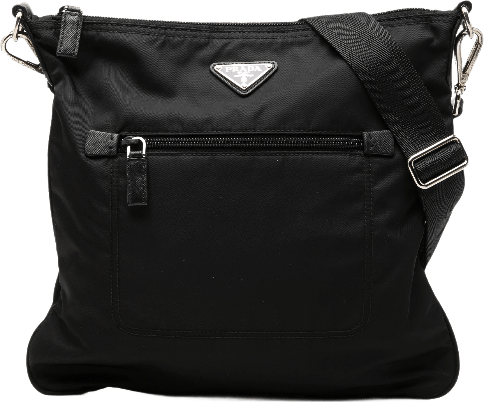 Prada Tessuto Zip Top Crossbody, från Luxclusif, i färgen svart.