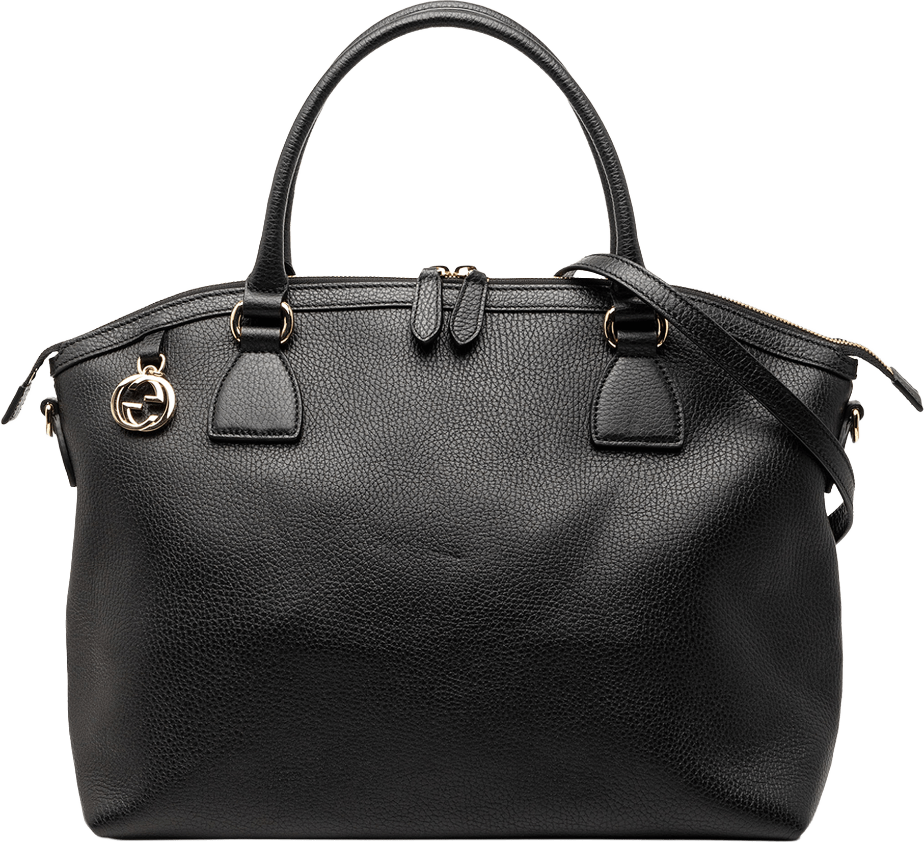 Gucci Large Dollar Calfskin Gg Charm Dome Satchel, från Luxclusif, i färgen black.