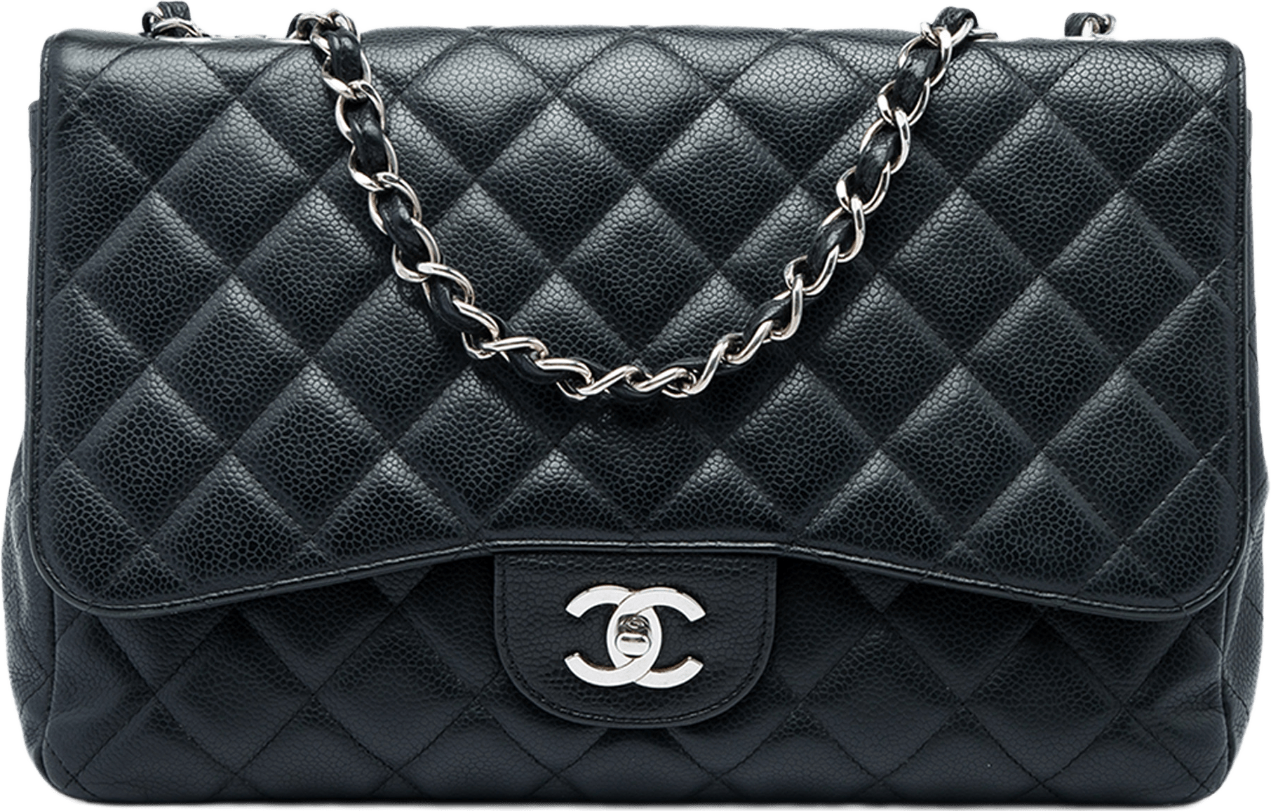Chanel Jumbo Classic Caviar Single Flap, från Luxclusif, i färgen svart.