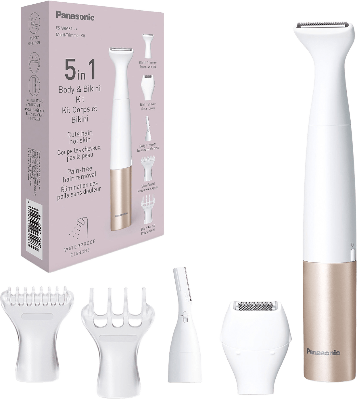 Epilator 5 I 1 Kropp & Bikini Wm31, från Panasonic, i färgen rosa/vit.