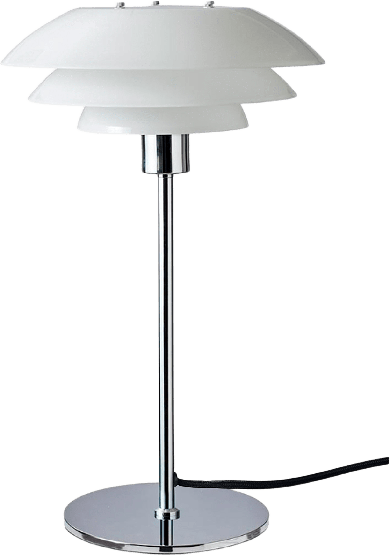 Dl31 Table Lamp, från Dyberg Larsen, i färgen opal/ chrome.