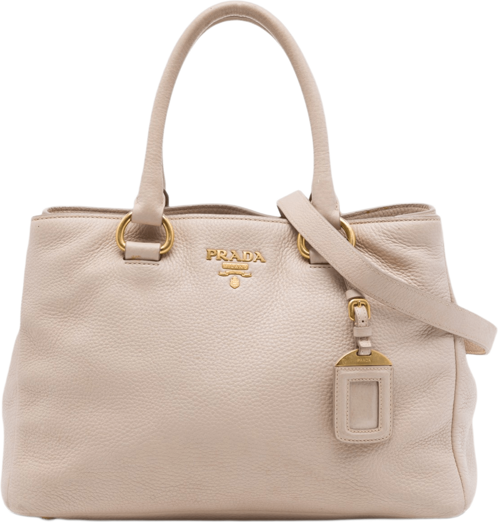 Prada Vitello Phenix Open Convertible Tote, från Luxclusif, i färgen brun.