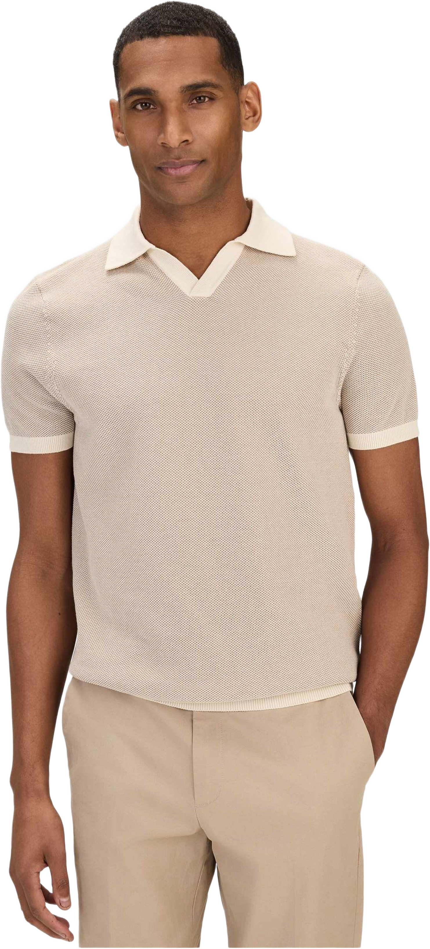 Two Tone S/s Polo Shirt (teddy), från John Henric, i färgen beige.