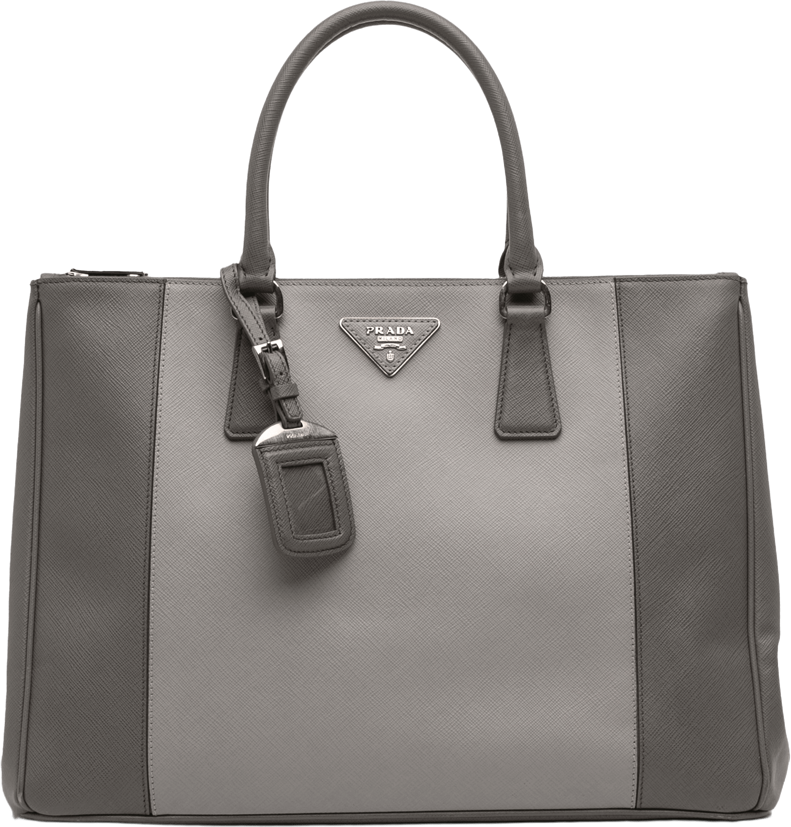 Prada Large Bicolor Saffiano Lux Galleria Double Zip Satchel, från Luxclusif, i färgen gray.