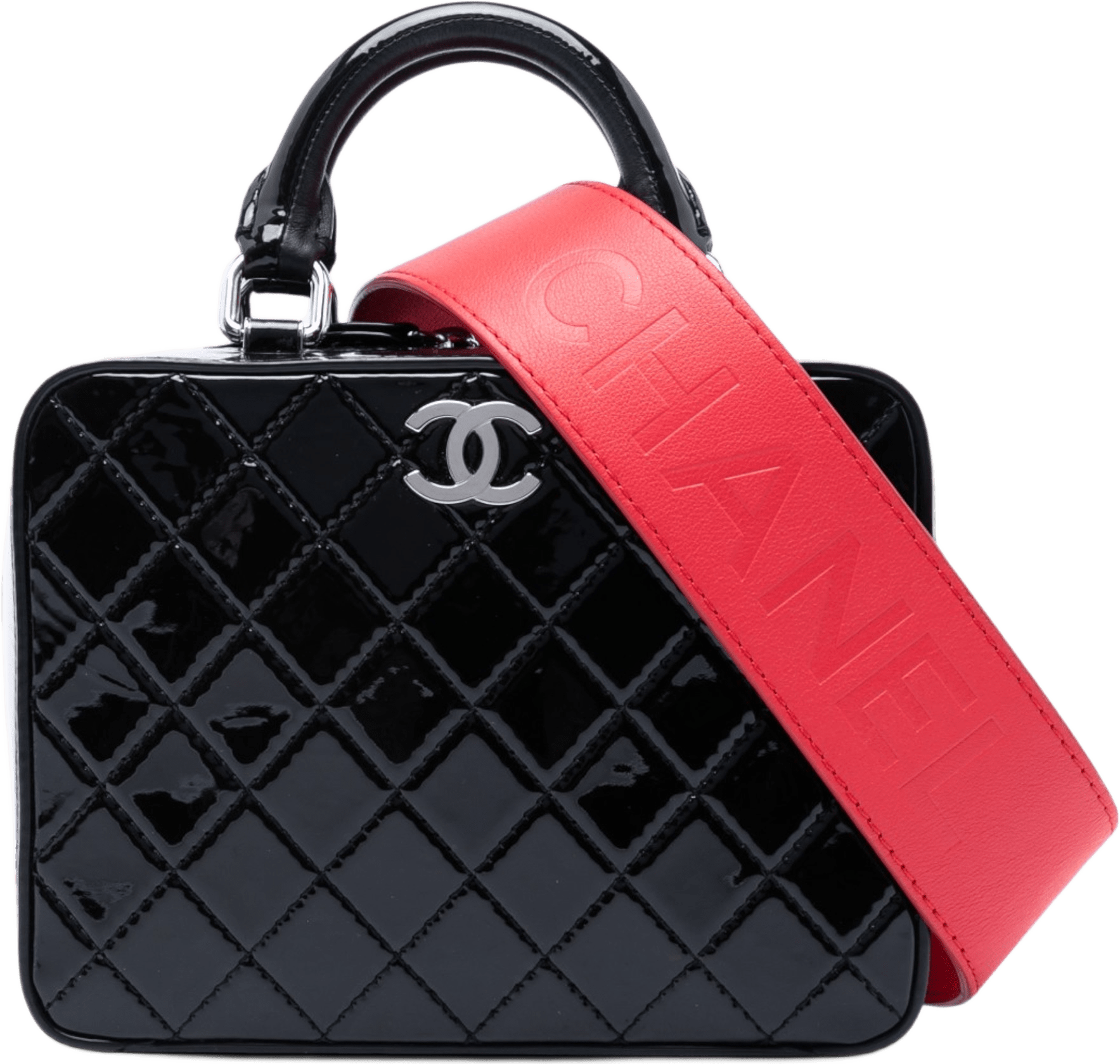 Chanel Small Cc Quilted Patent Travel Kit Vanity Case, från Luxclusif, i färgen svart.