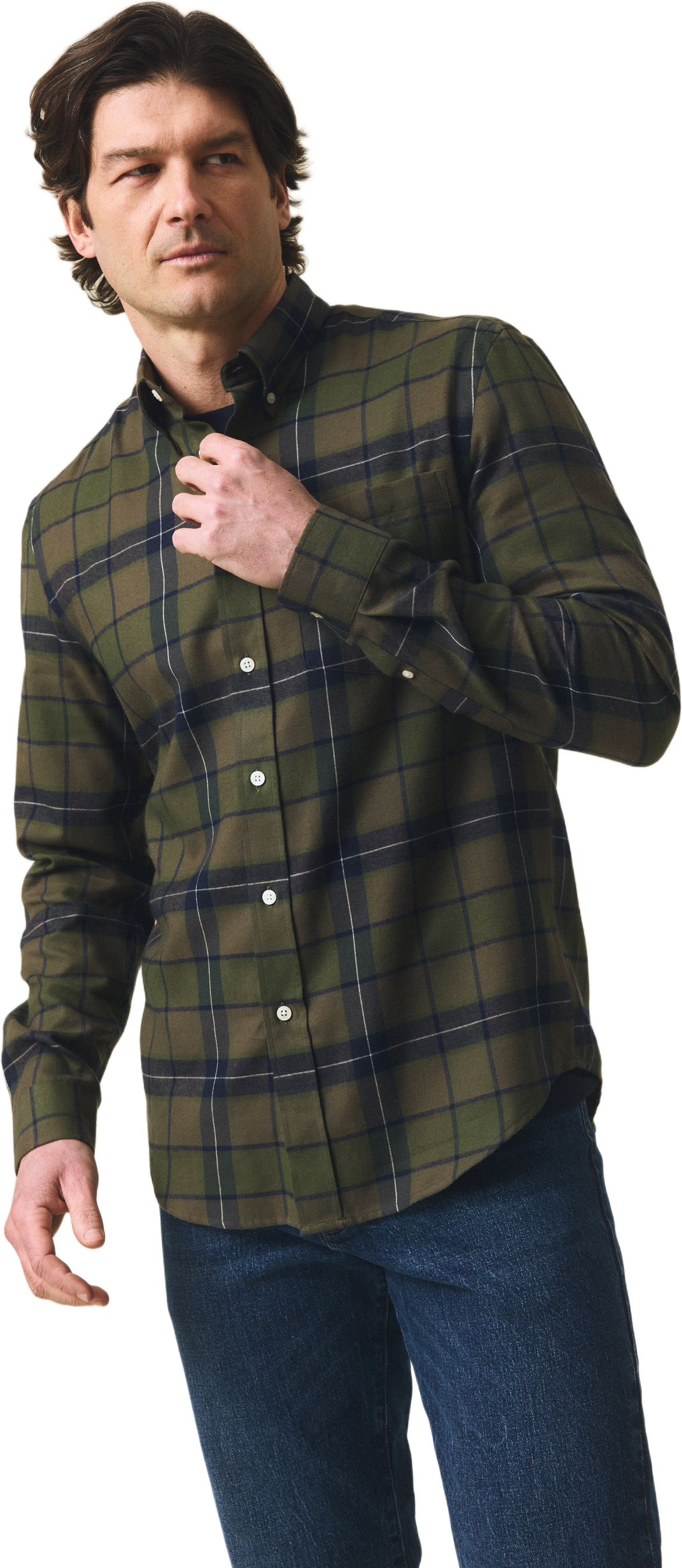 Casual Checked Flannel B.d Shirt, från Lexington, i färgen green multi check.