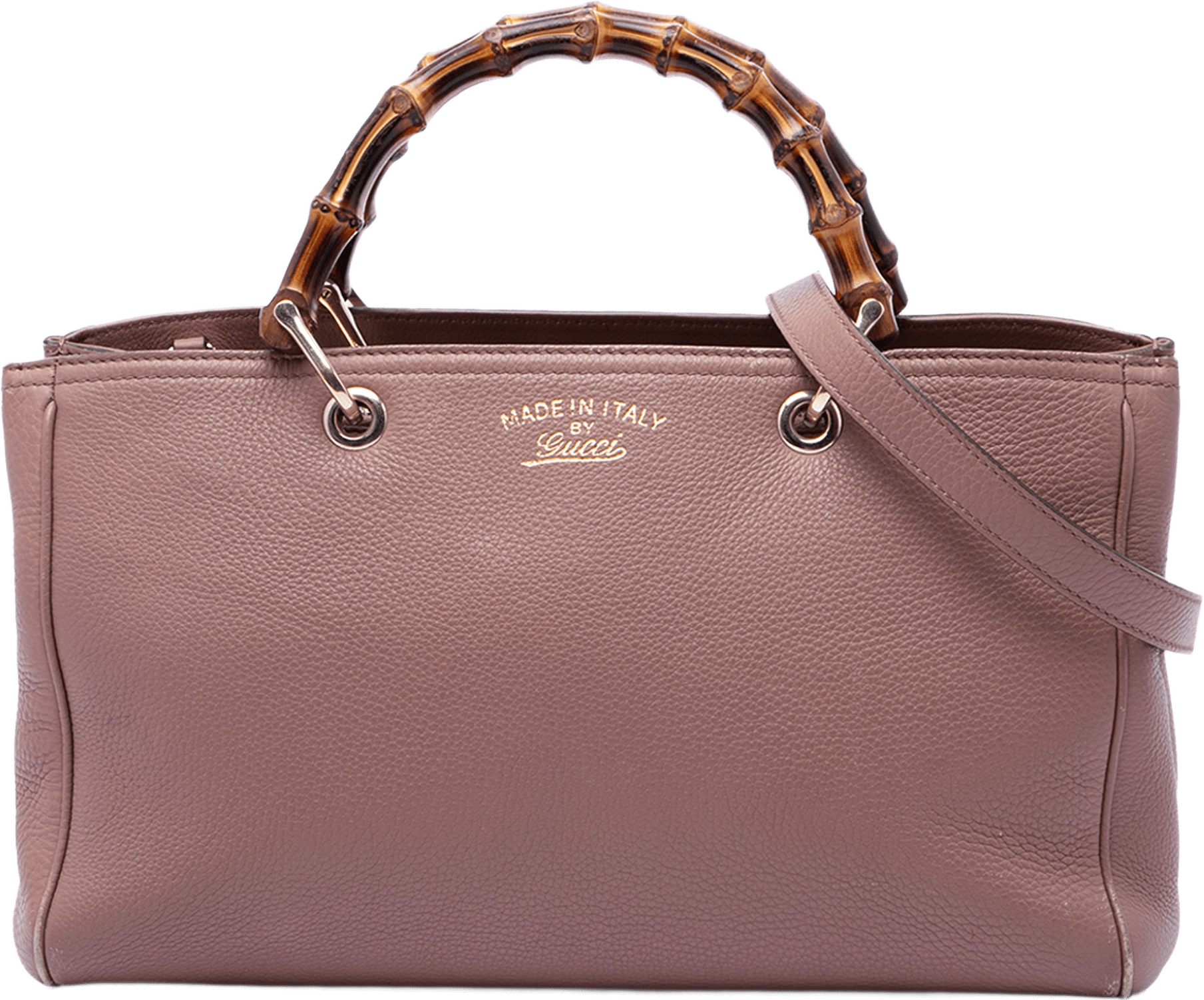 Gucci Medium Calfskin Bamboo Shopper Satchel, från Luxclusif, i färgen rosa.