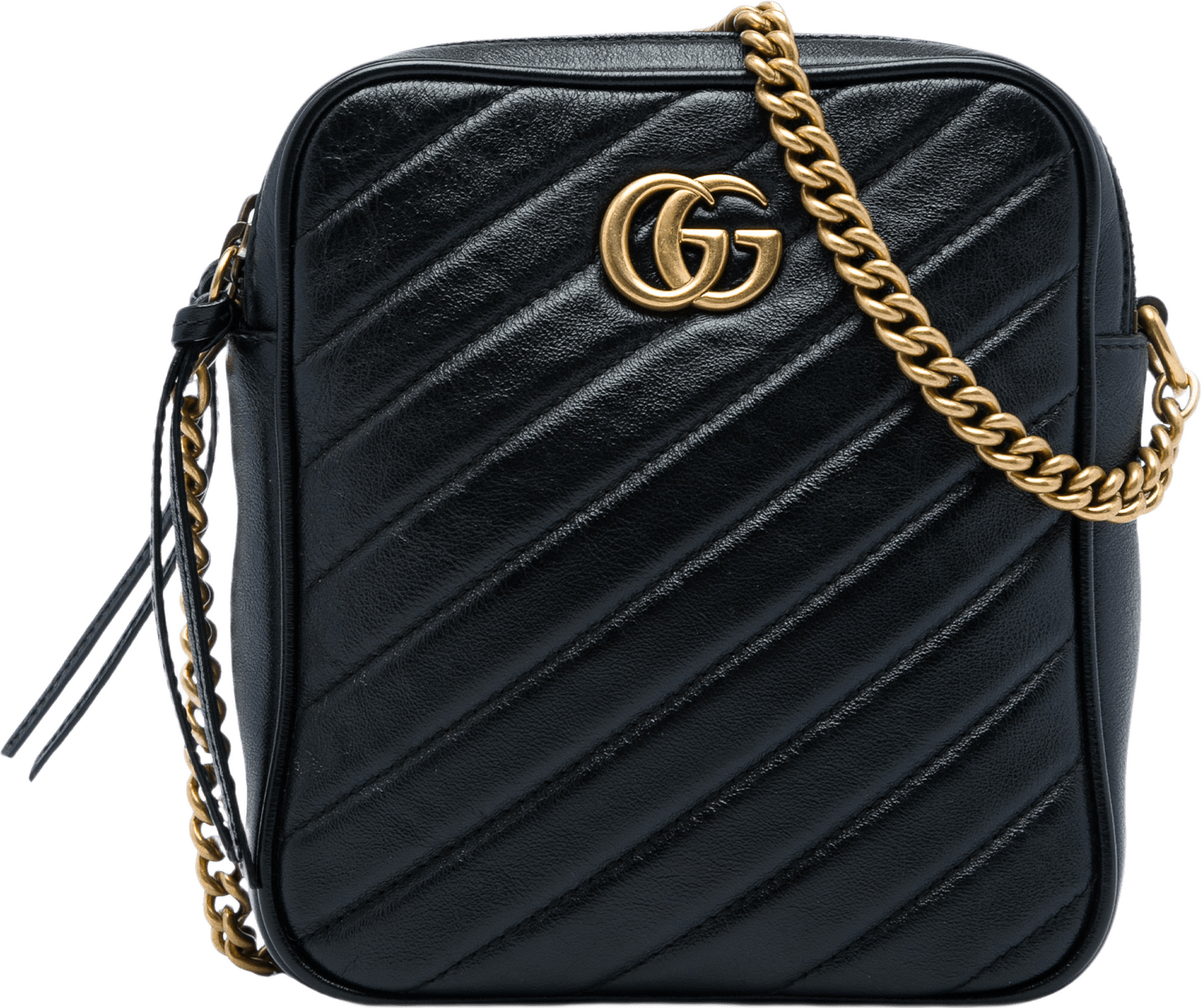 Gucci Gg Marmont Matelasse Leather Double Zip Crossbody, från Luxclusif, i färgen svart.