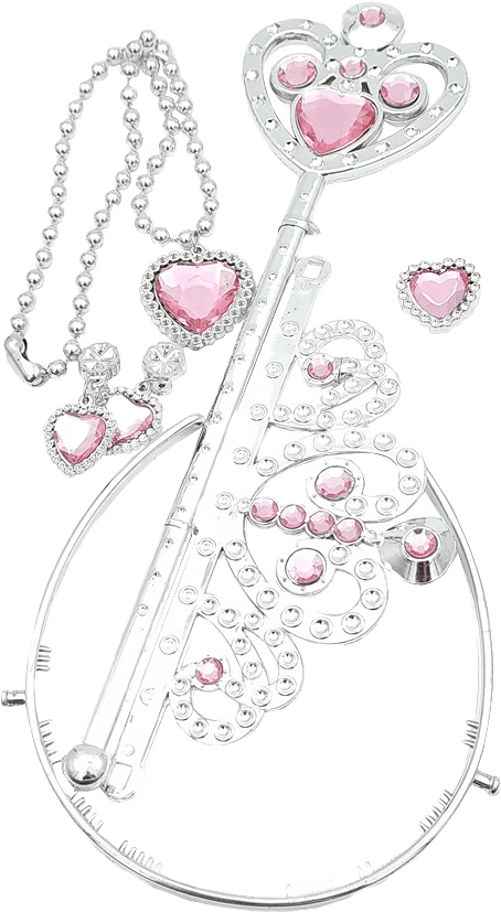 Princess Set Med Tiara ,festav, Clipsörhängen Och Halsband