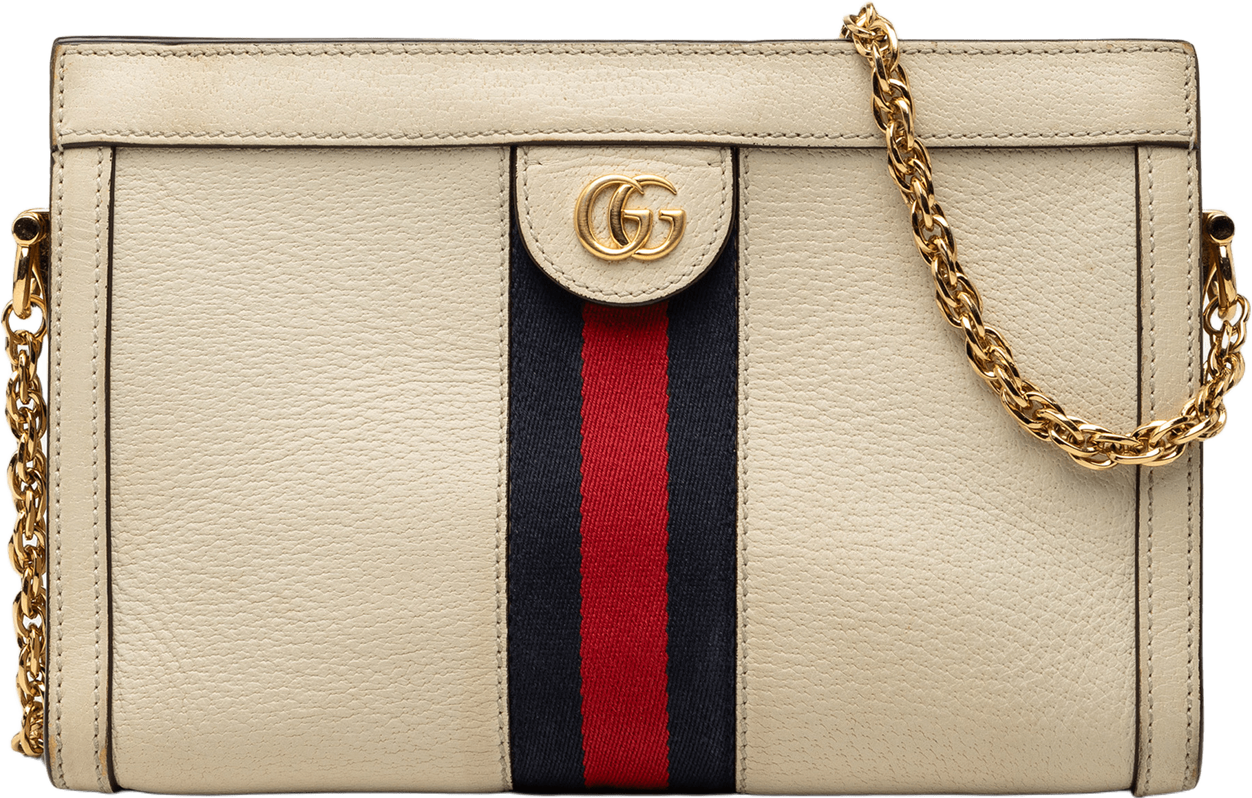 Gucci Small Calfskin Ophidia Chain Crossbody, från Luxclusif, i färgen white.