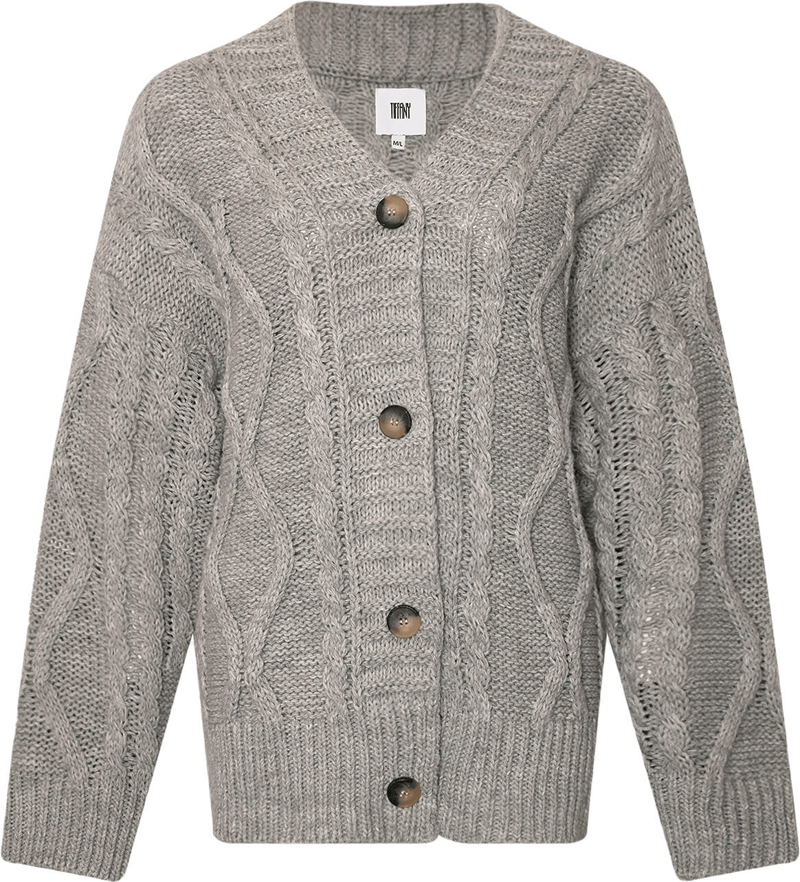 Carla, Long Cardigan Knit - Light Grey