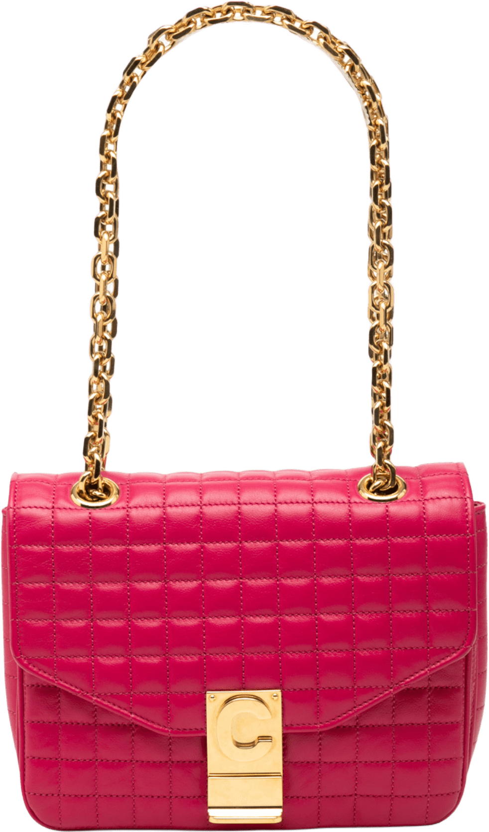 Celine Small Quilted Calfskin C Bag, från Luxclusif, i färgen hot pink.
