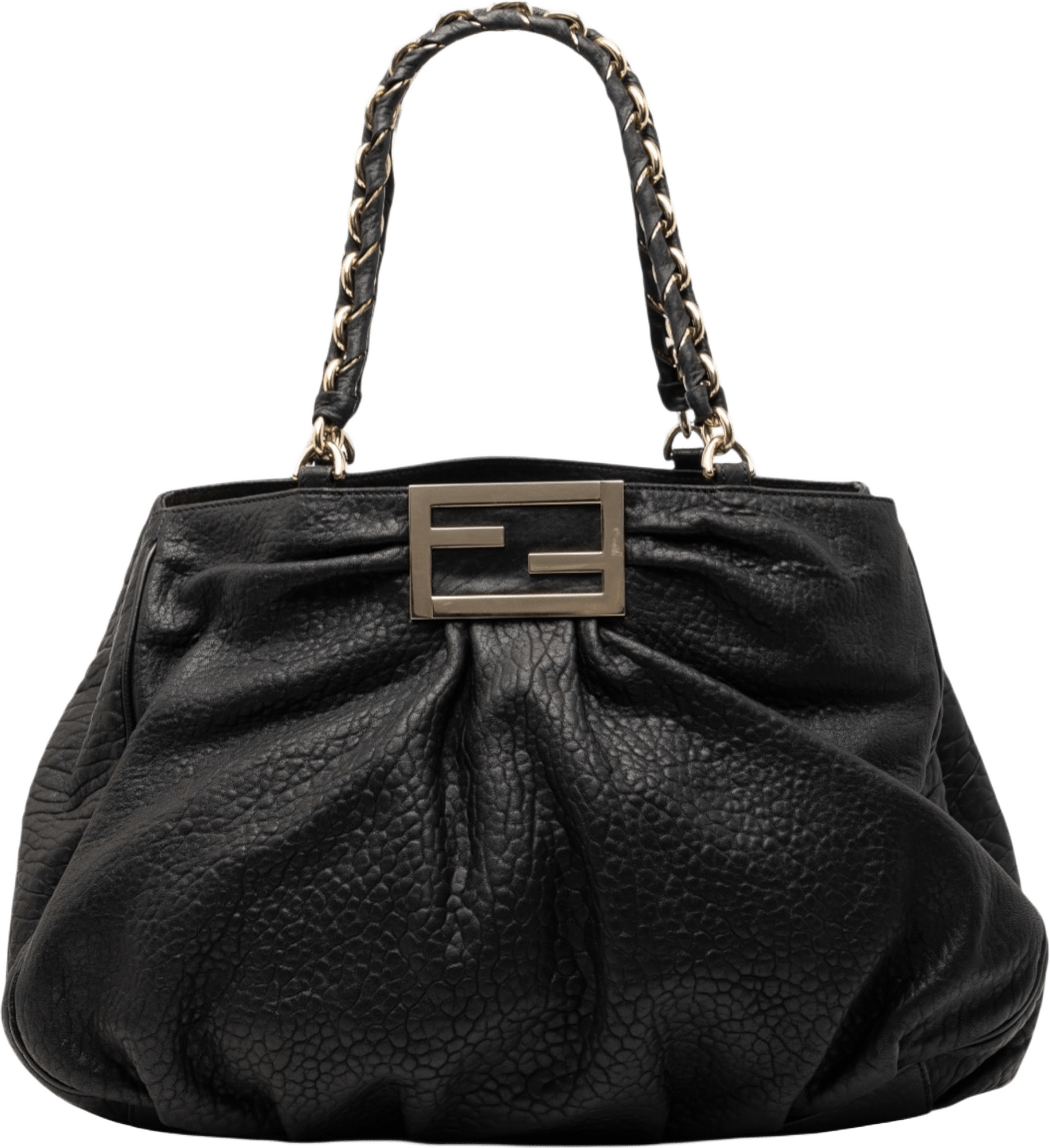 Fendi Large Pebbled Calfskin Mia Shoulder Bag, från Luxclusif, i färgen black.