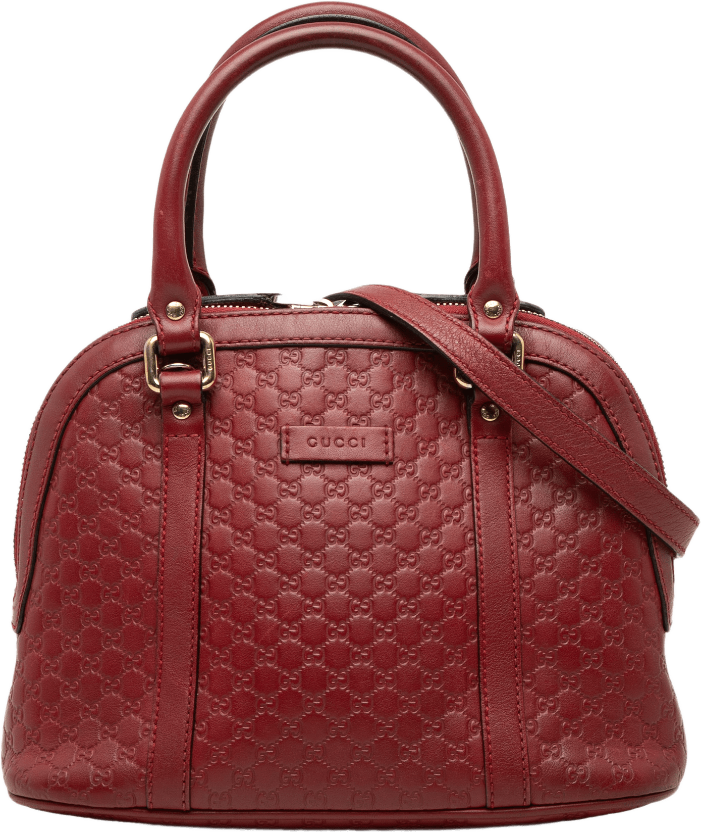 Gucci Mini Microguccissima Dome Satchel, från Luxclusif, i färgen red.