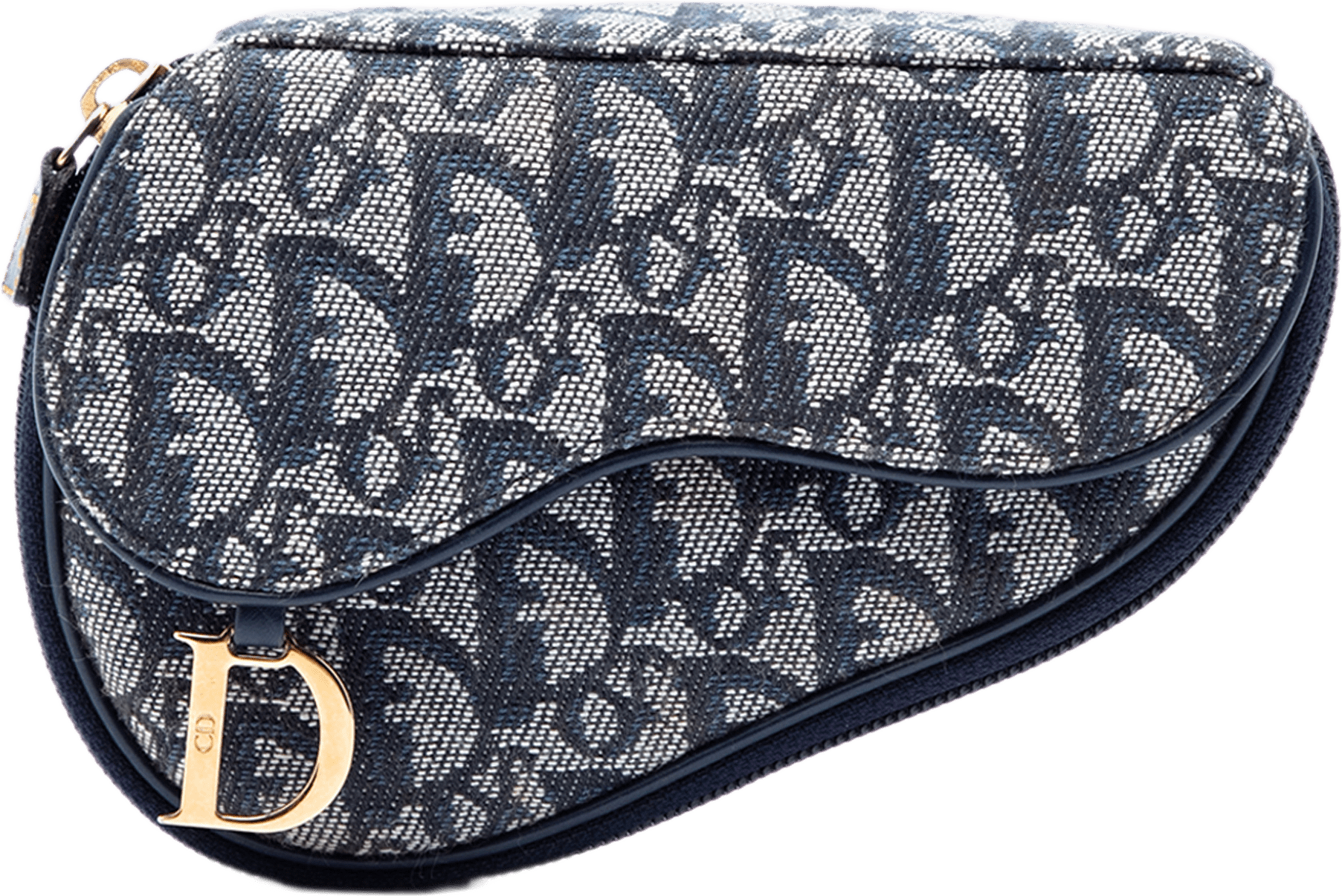 Dior Diorissimo Canvas Saddle Pouch, från Luxclusif, i färgen blå.