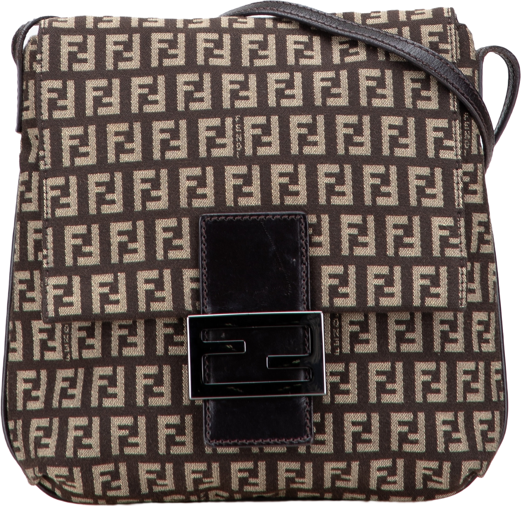 Fendi Zucchino Canvas Crossbody, från Luxclusif, i färgen dark brown.
