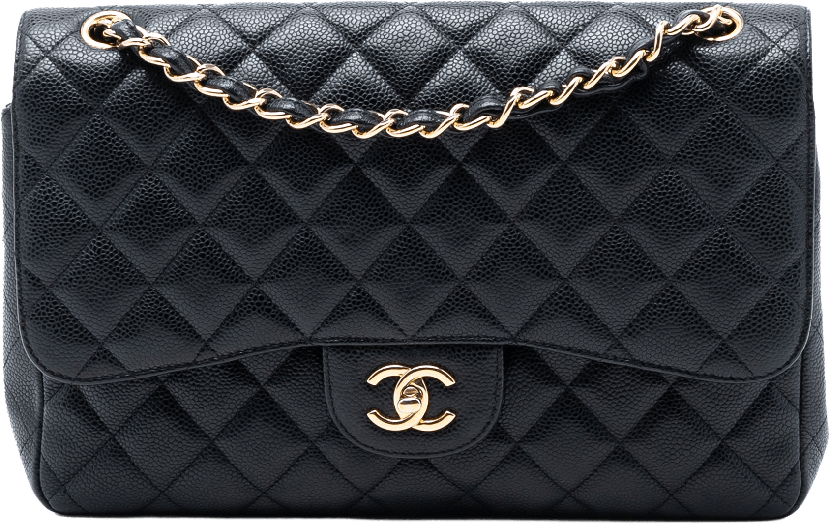 Chanel Jumbo Classic Caviar Double Flap, från Luxclusif, i färgen black.