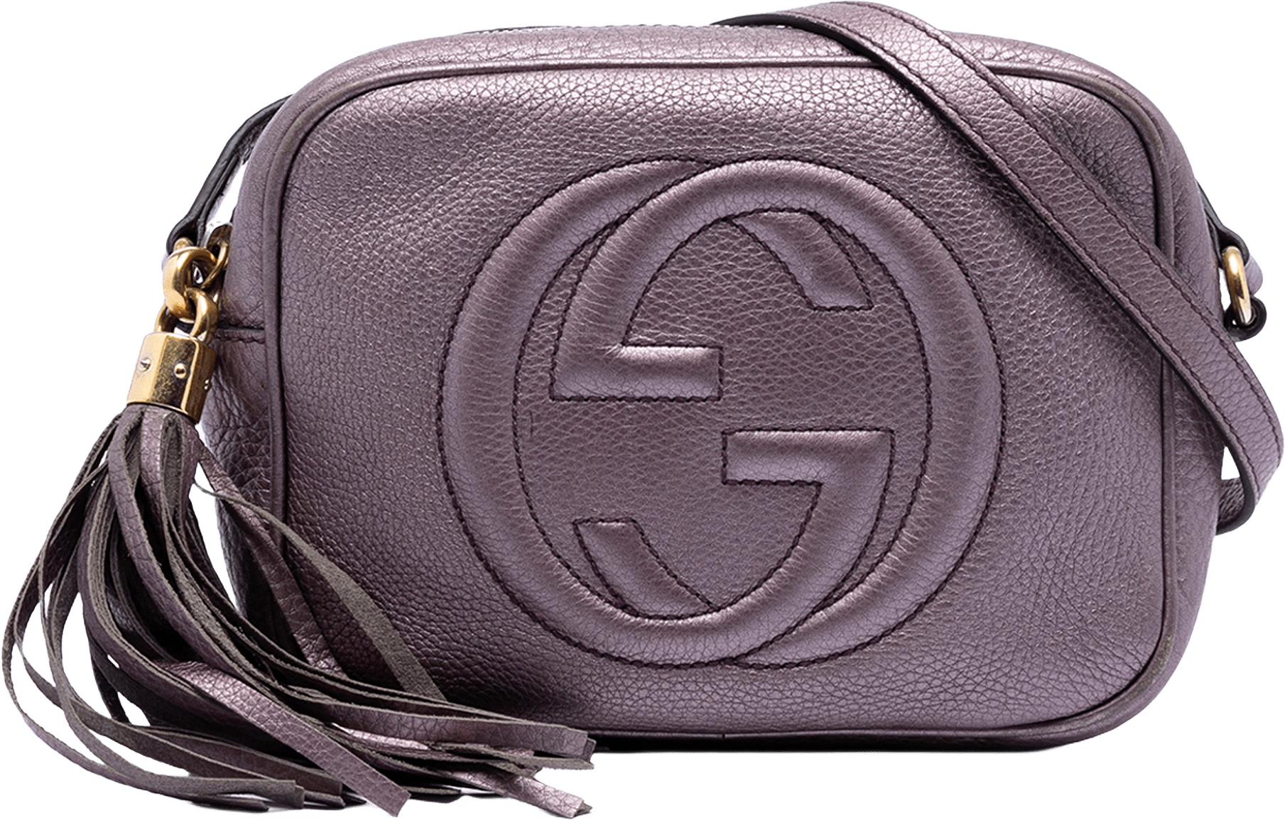 Gucci Metallic Leather Soho Disco Crossbody, från Luxclusif, i färgen purple.