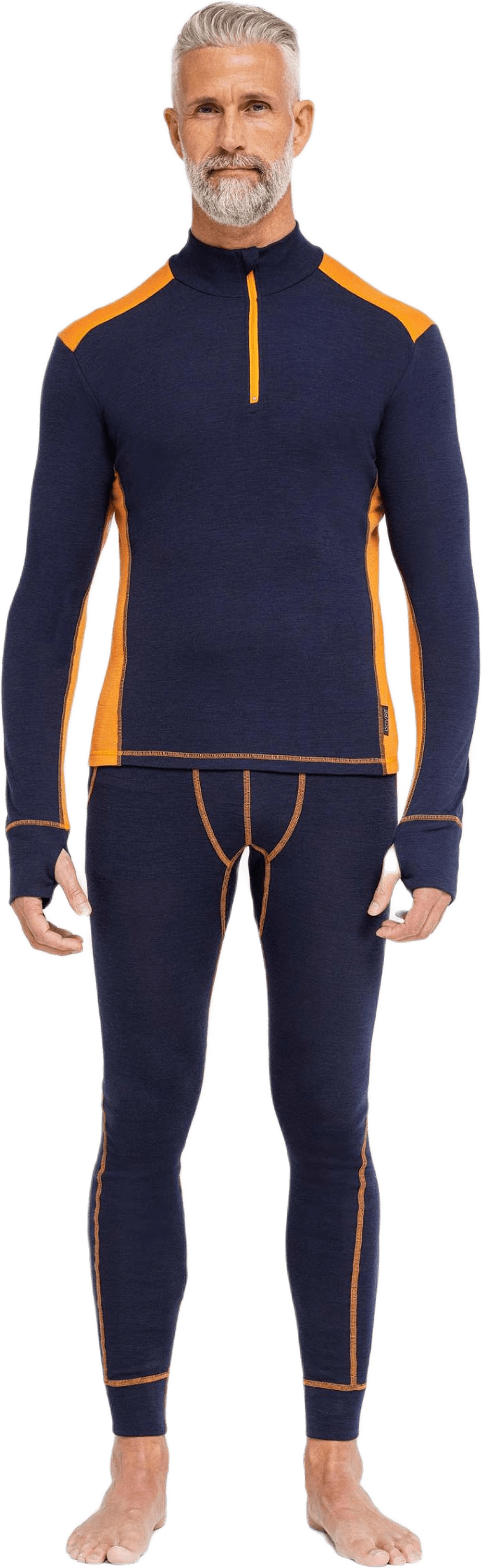 Ekologisk Ull, Långärmad Tröja 1/3 Dragkedja, Navy/blå