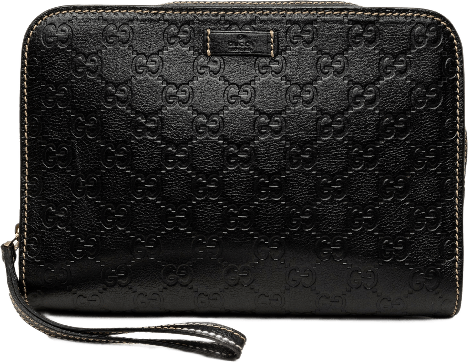 Gucci Guccissima Clutch, från Luxclusif, i färgen svart.