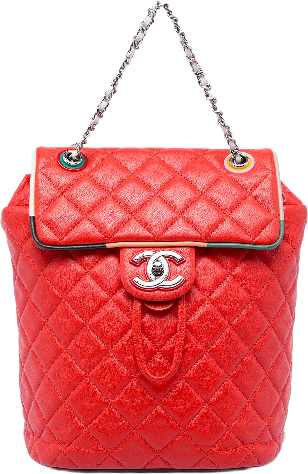Chanel Small Lambskin Cuba Color Urban Spirit Backpack, från Luxclusif, i färgen röd.