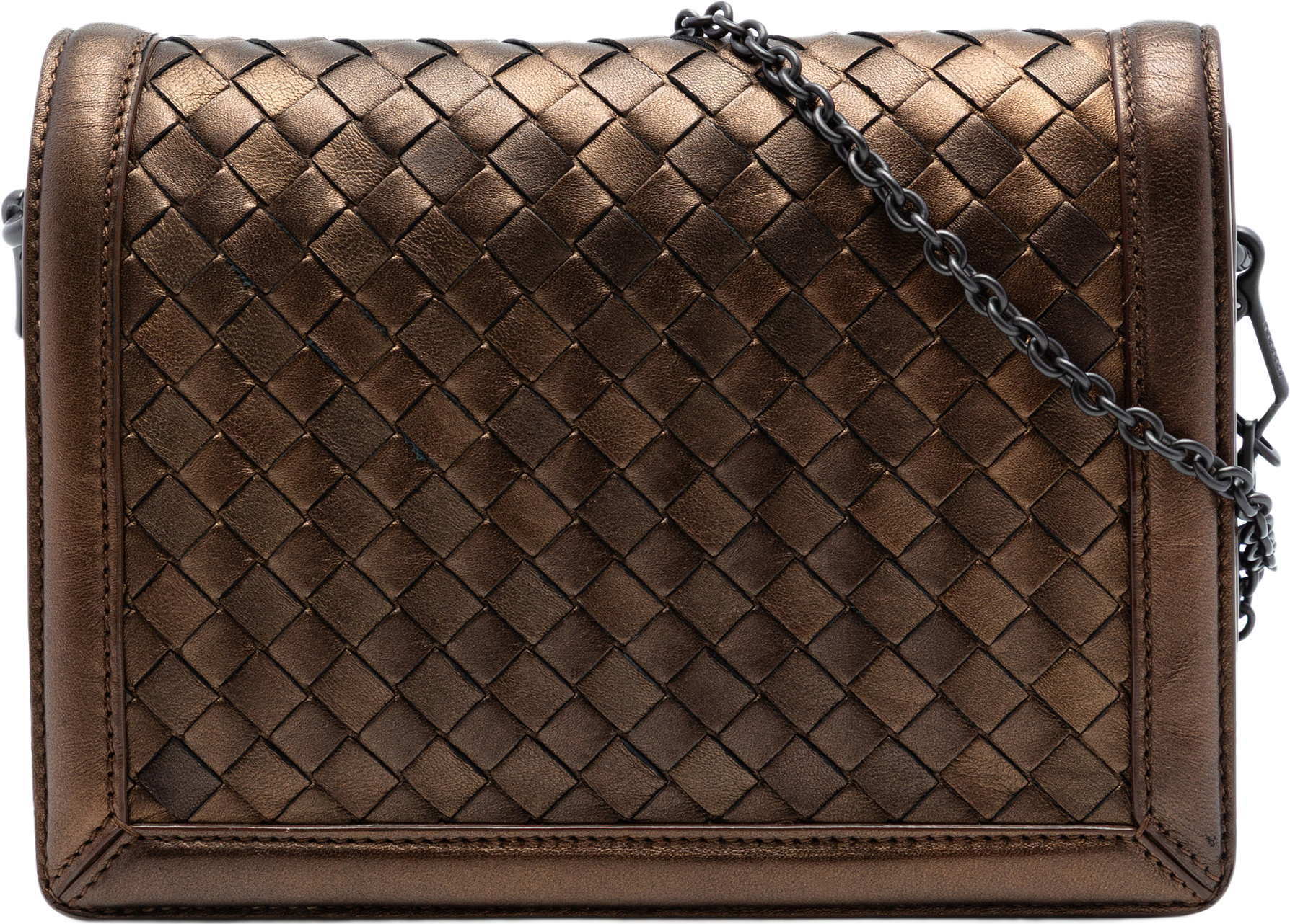 Bottega Veneta Nappa Intrecciato Montebello Crossbody, från Luxclusif, i färgen bronze.