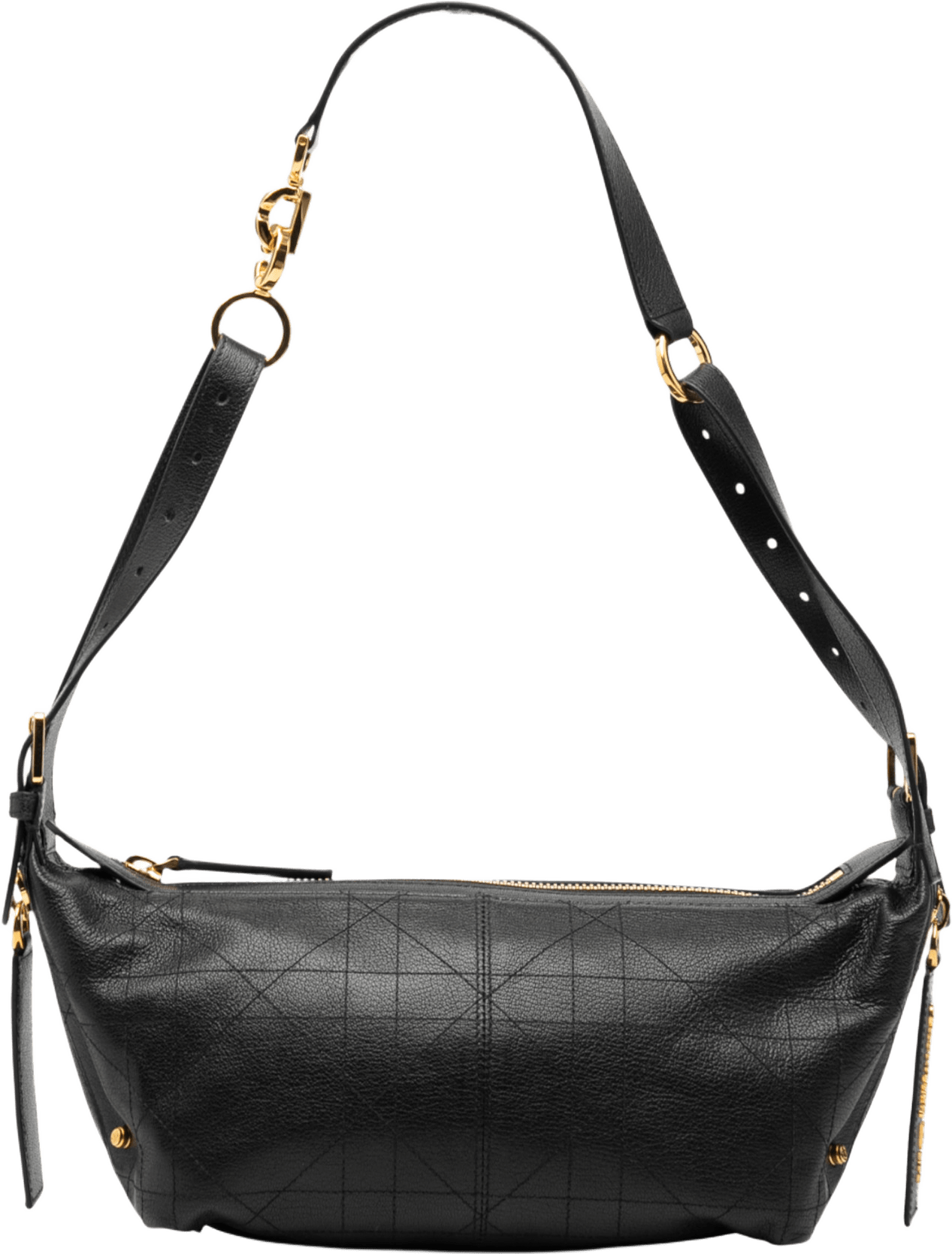 Dior Small Crinkled Calfskin Macrocannage D Journey Bag, från Luxclusif, i färgen black.