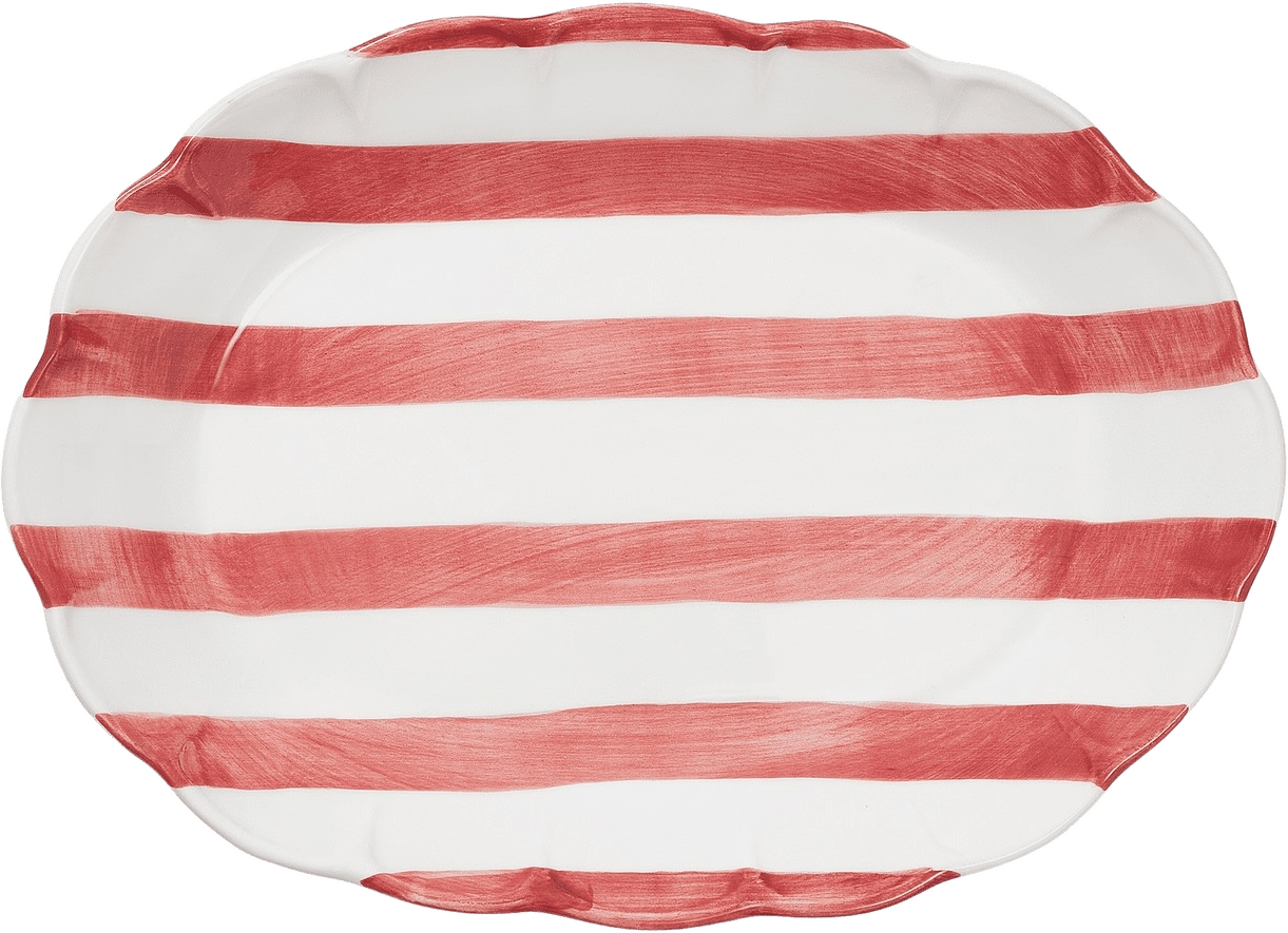 Stripe Serveringsfat - 36 Cm, från Pick A Poppy, i färgen red.
