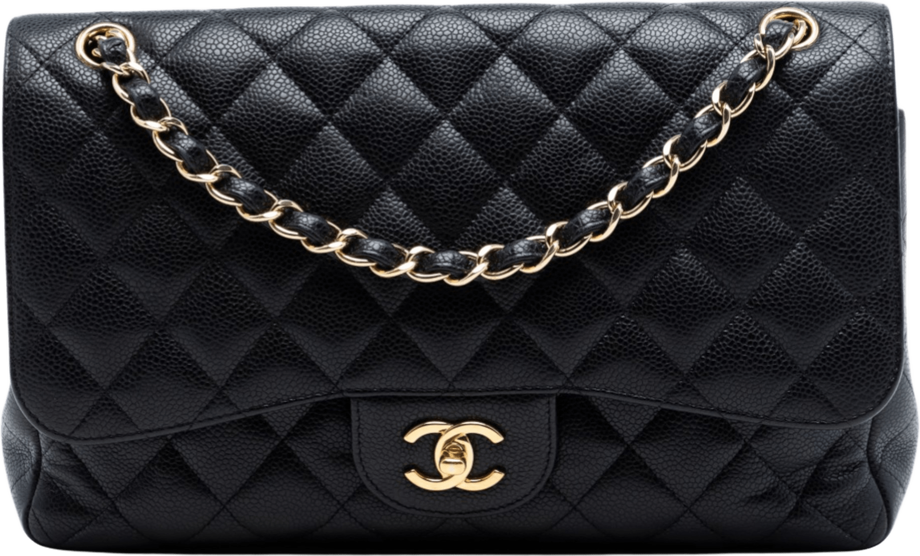 Chanel Jumbo Classic Caviar Double Flap, från Luxclusif, i färgen black.
