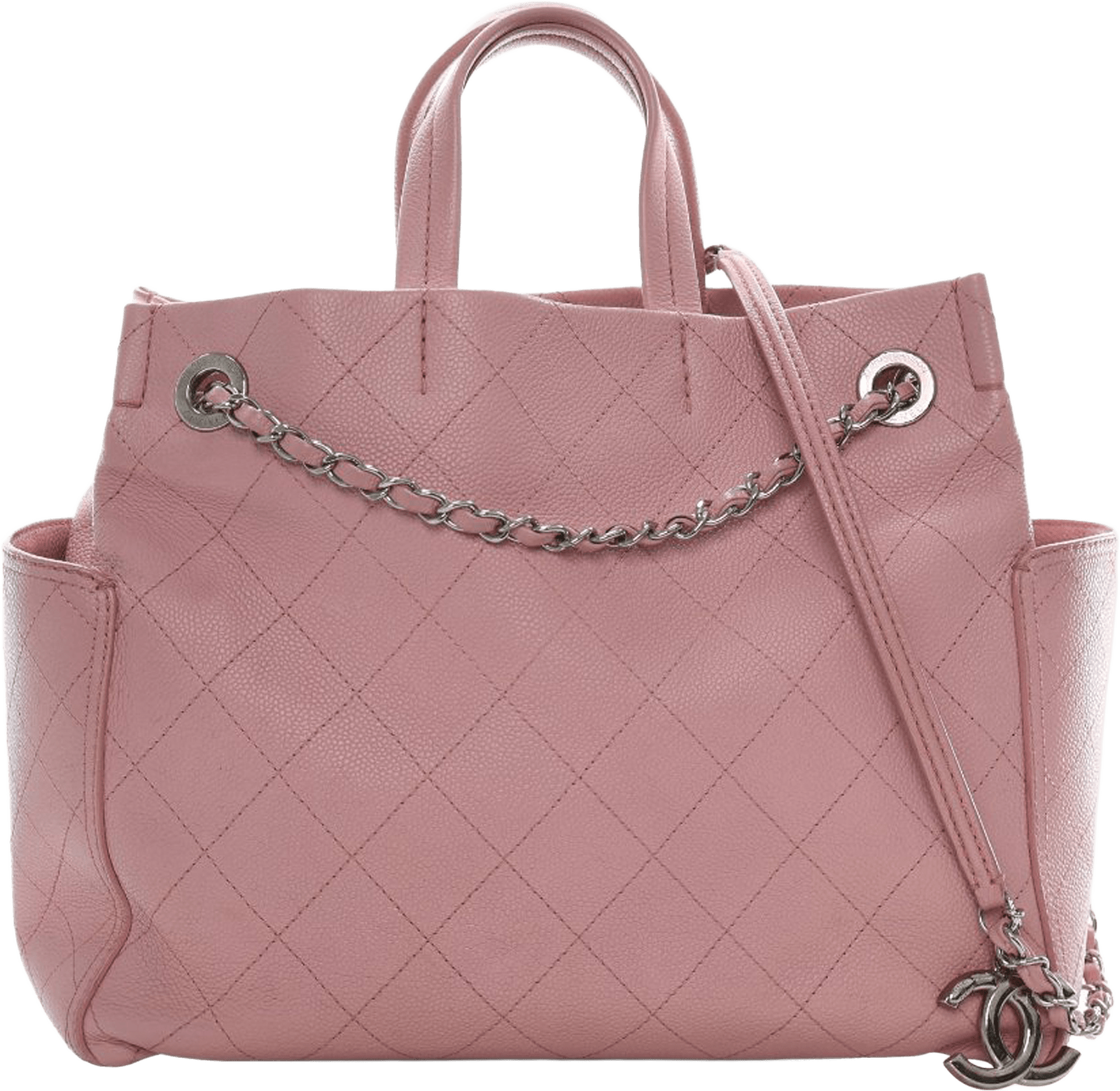 Chanel Small Quilted Caviar Cc Pocket Tote, från Luxclusif, i färgen pink.